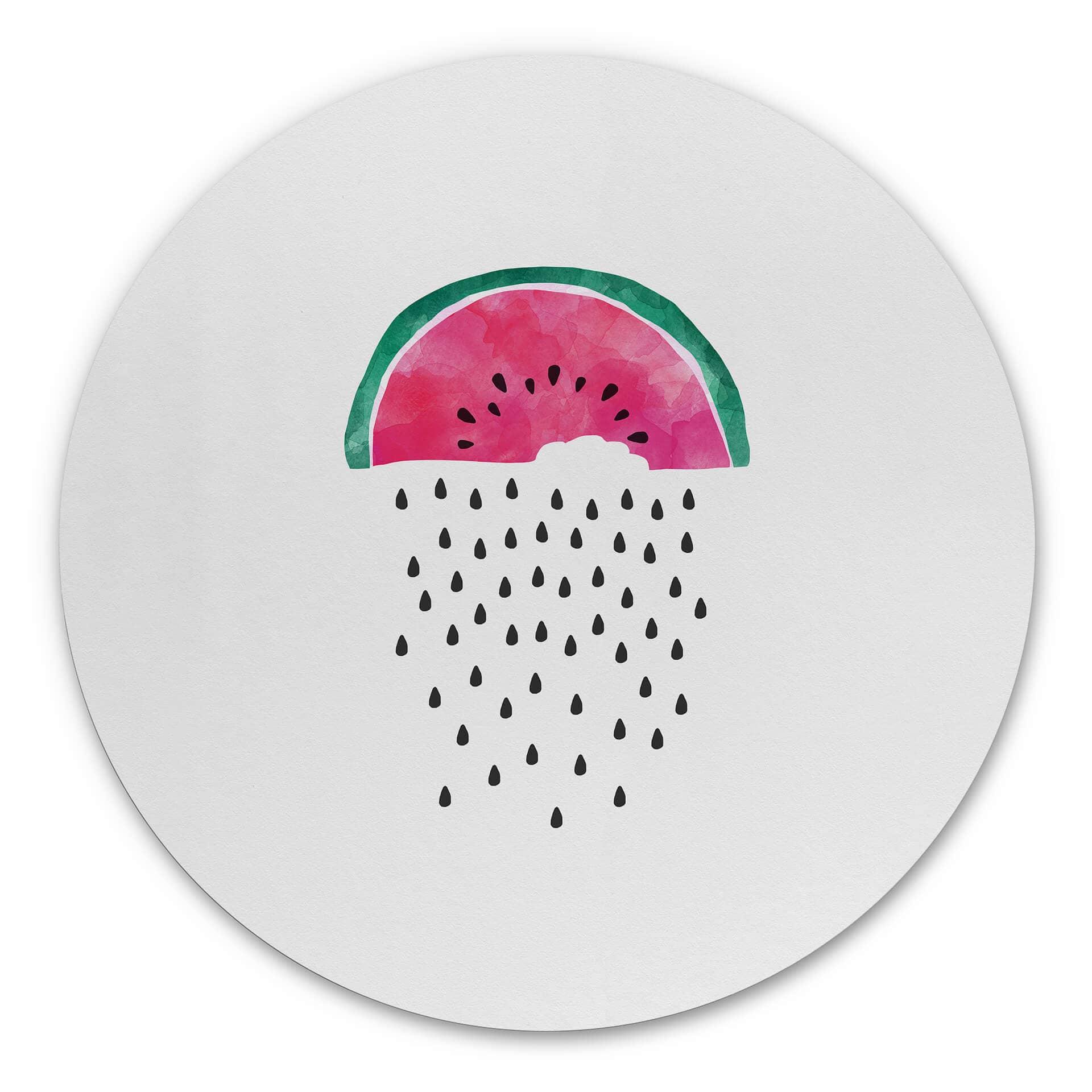 Tableau sur alu-Dibond rond Orara Studio - Pastèque et pluie