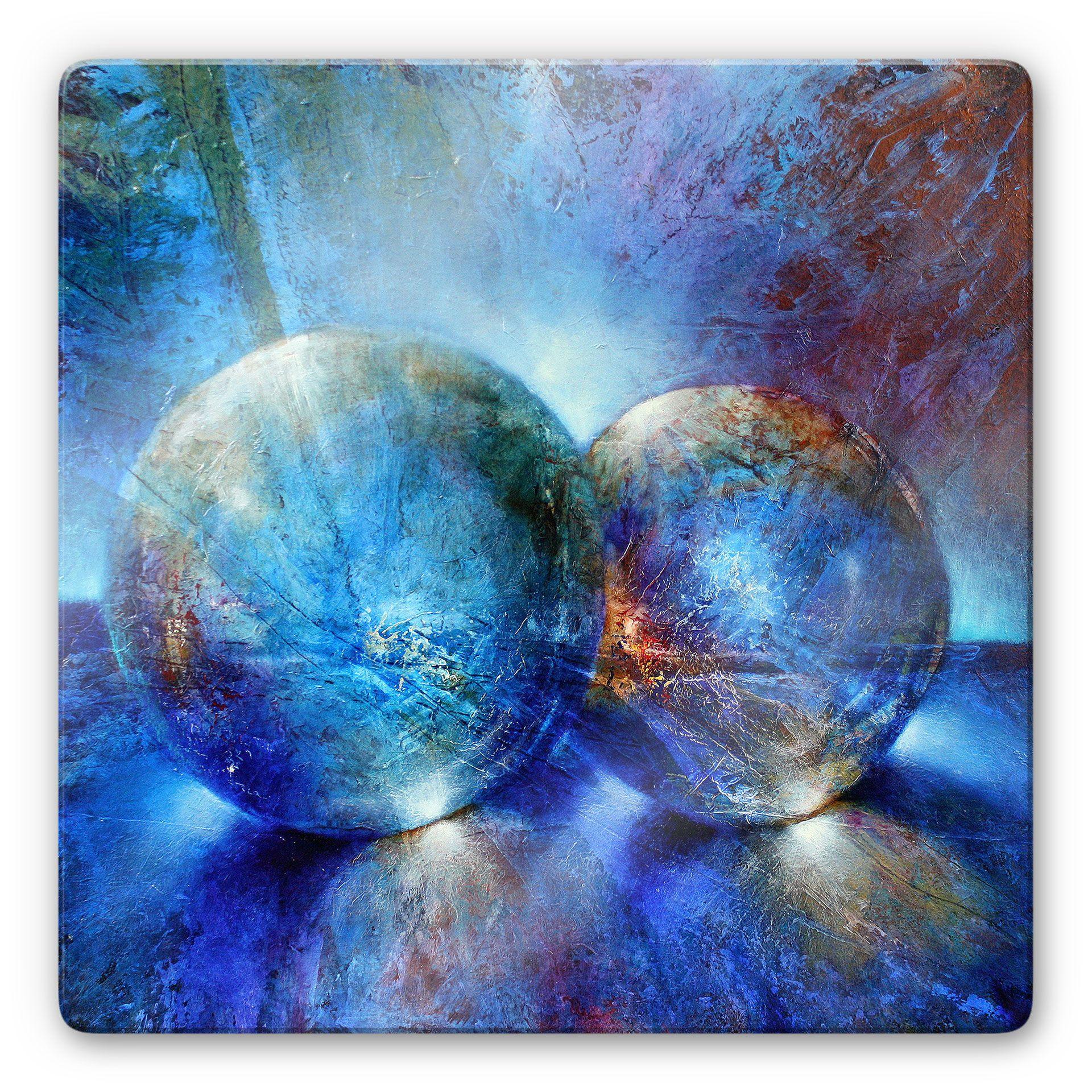 Glasschilderij Schmucker - Two blue marbles