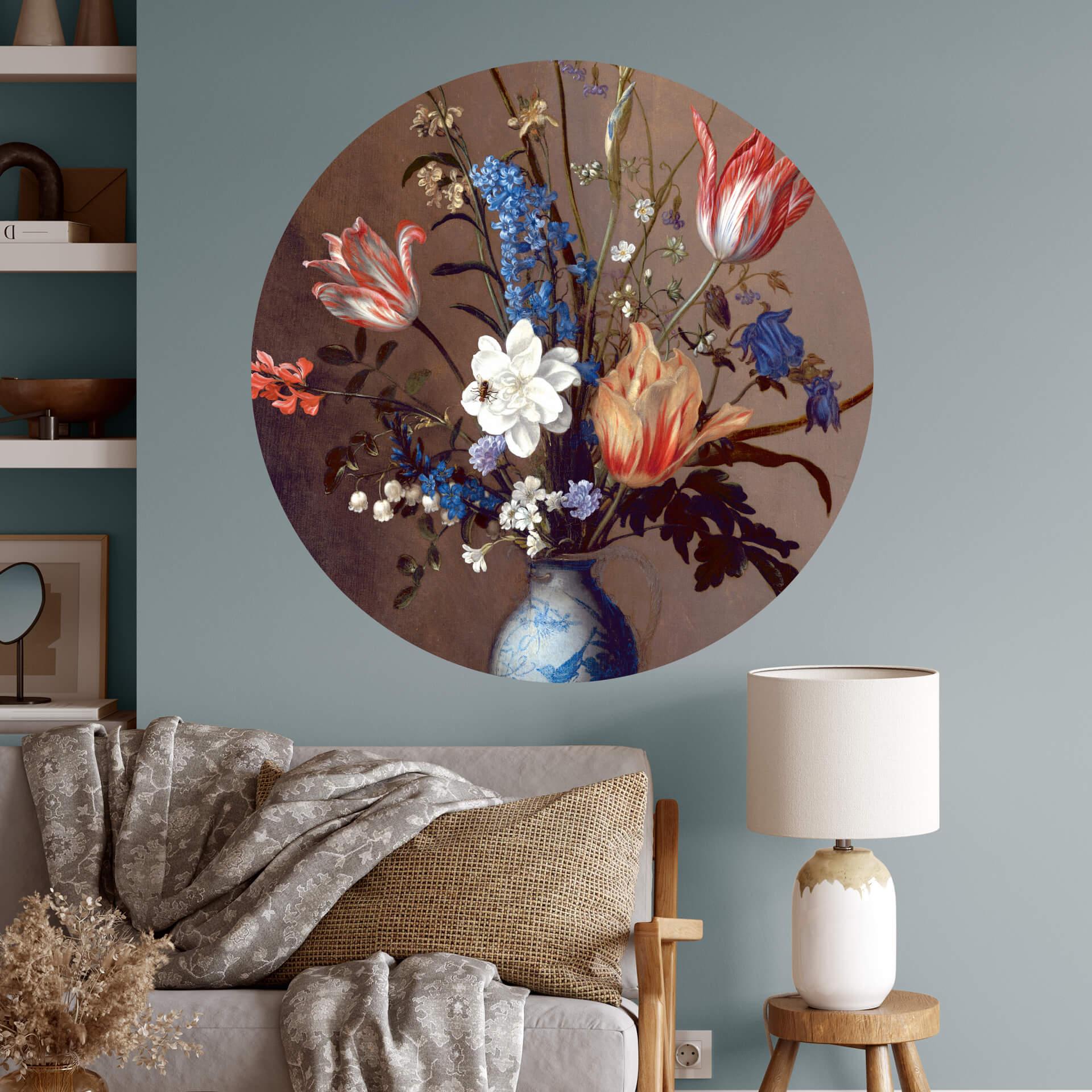 Vinilo decorativo van der Ast - Flores en un jarrón Wan-Li - Redondo