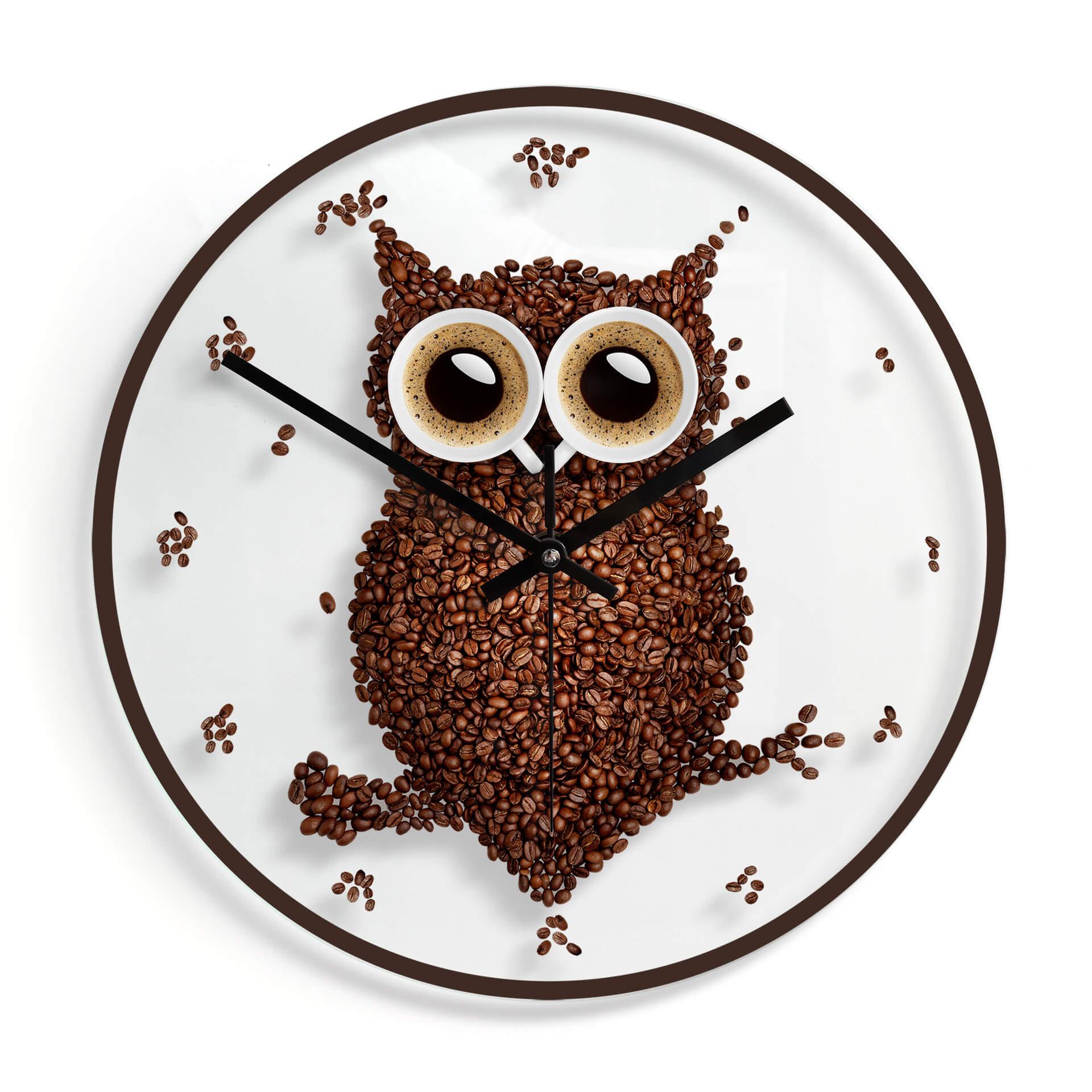 Horloge murale en verre - Hibou café