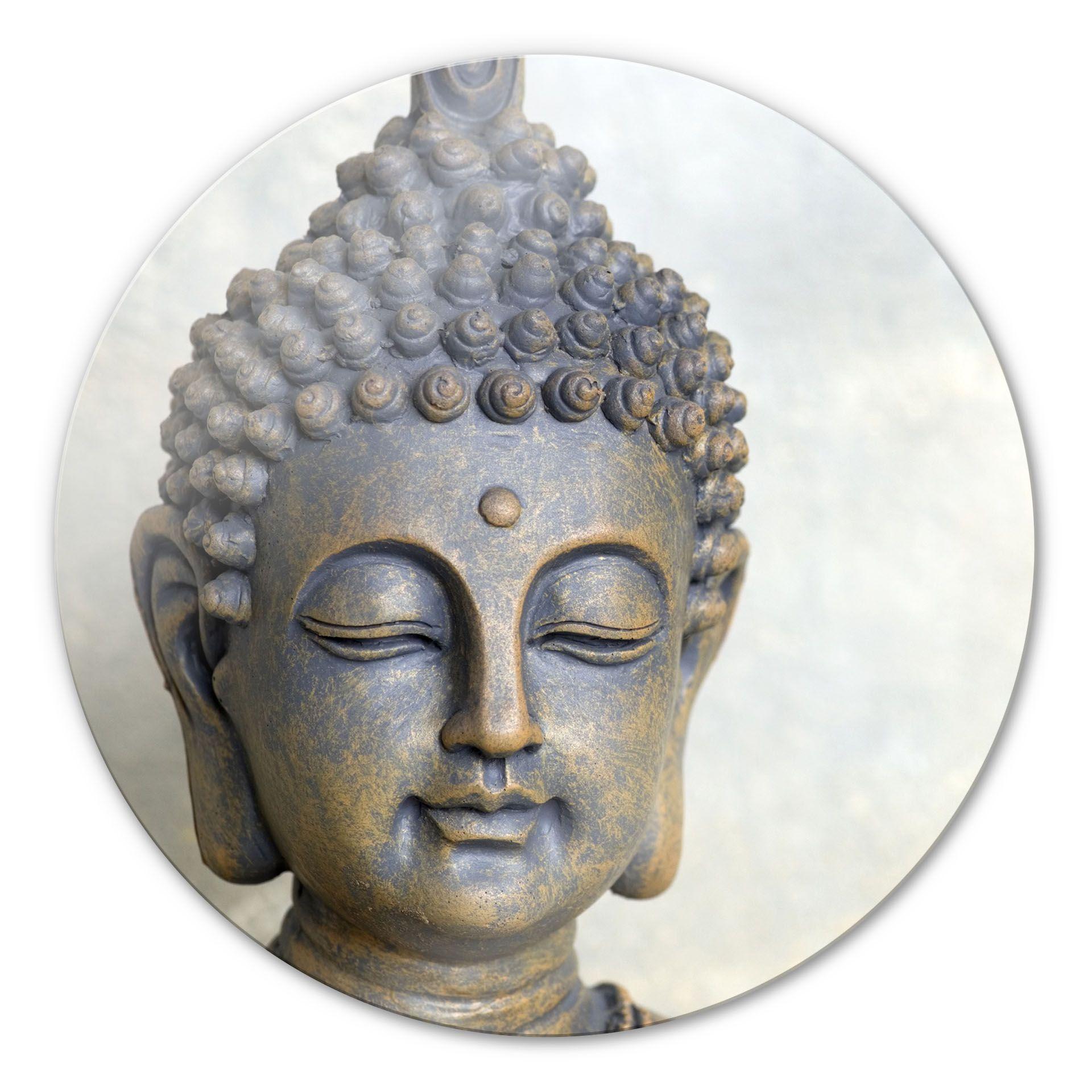Tableau en verre - Visage de Bouddha - Rond