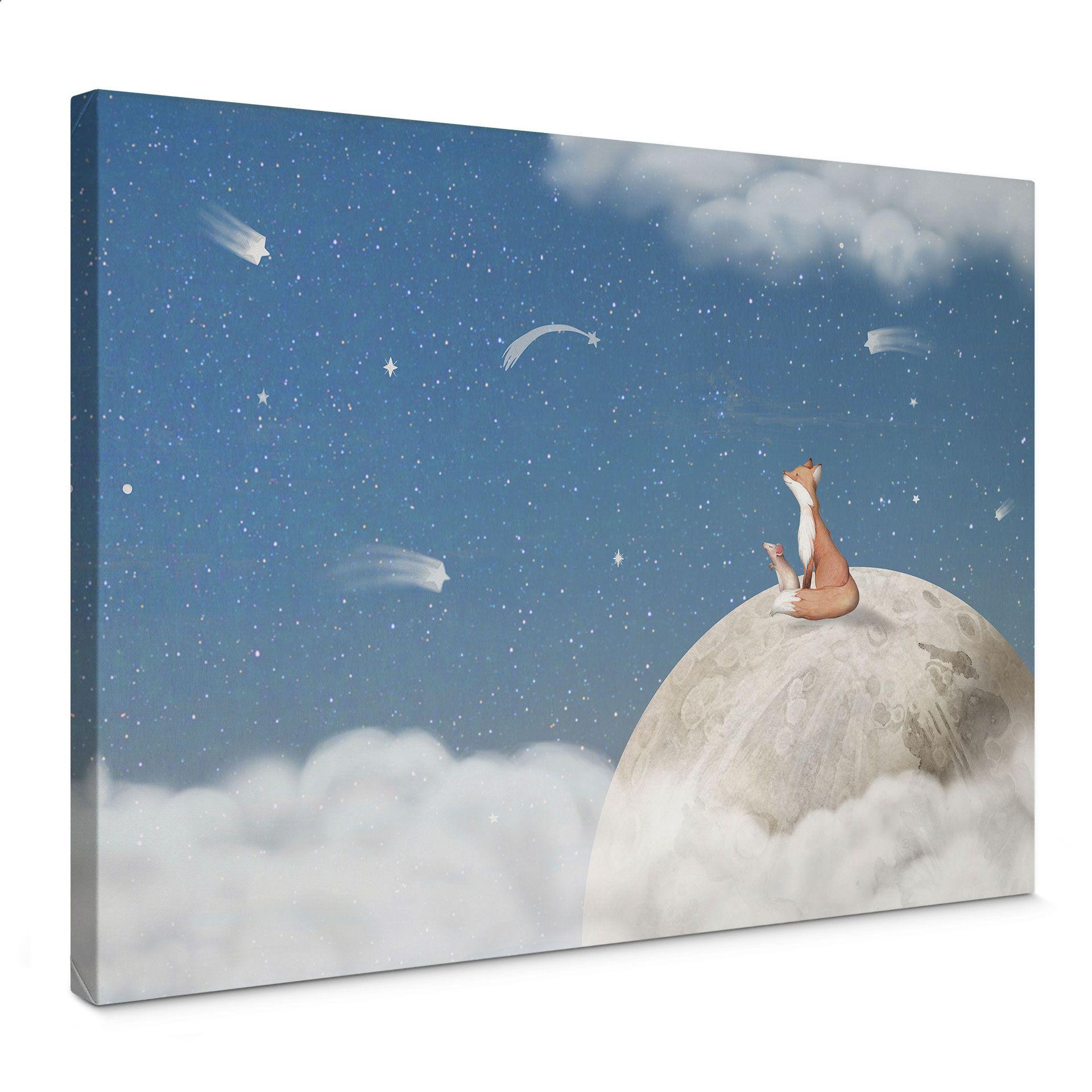 Lienzo Zorro en la luna con estrellas fugaces - Oliver Robins