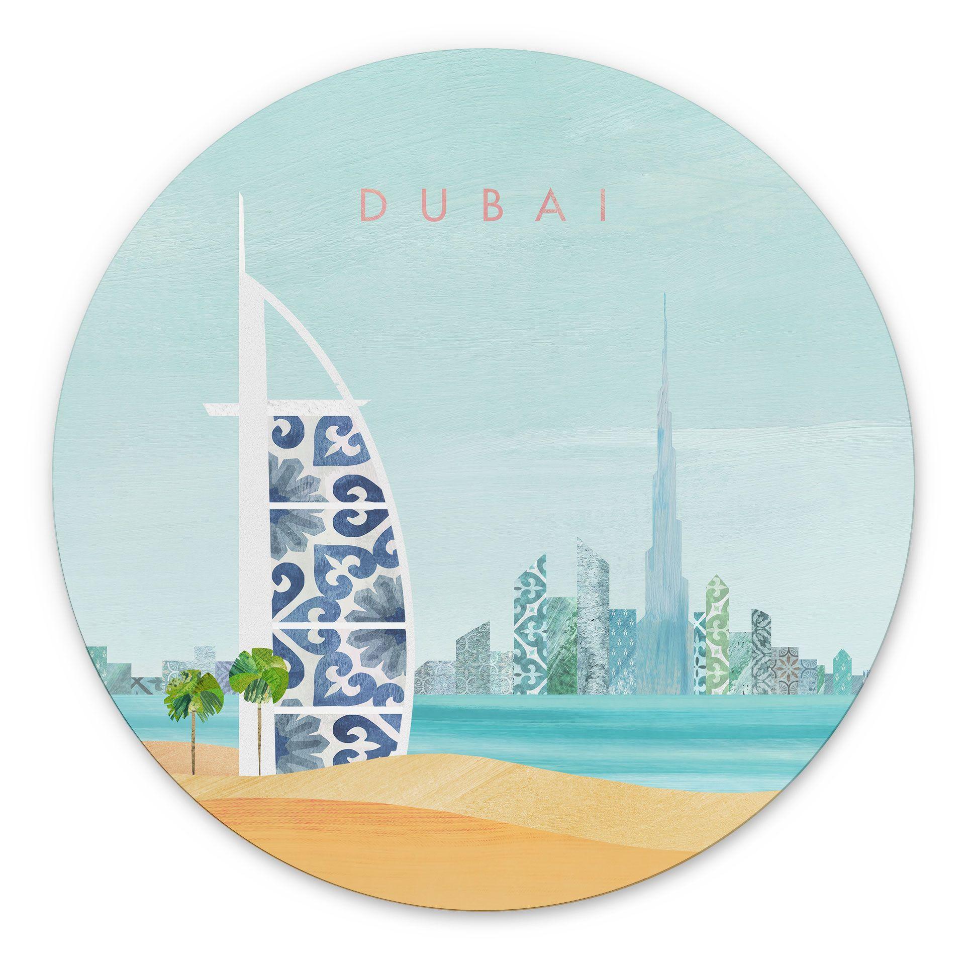 Billede Dubai Beach - Burj Al Arab - Rivers - rund – print på aluminium (Alu-Dibond)
