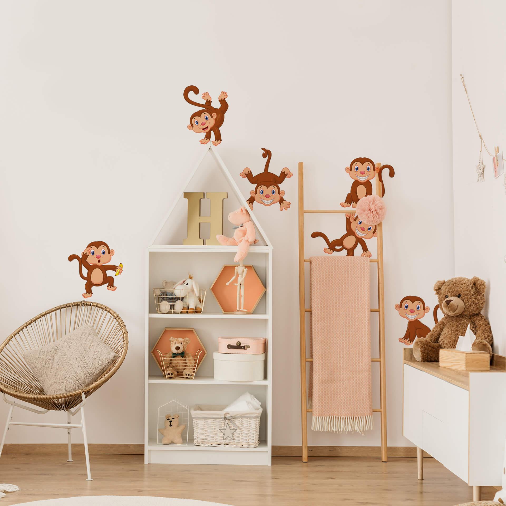Sticker mural - Set de singes rigolos