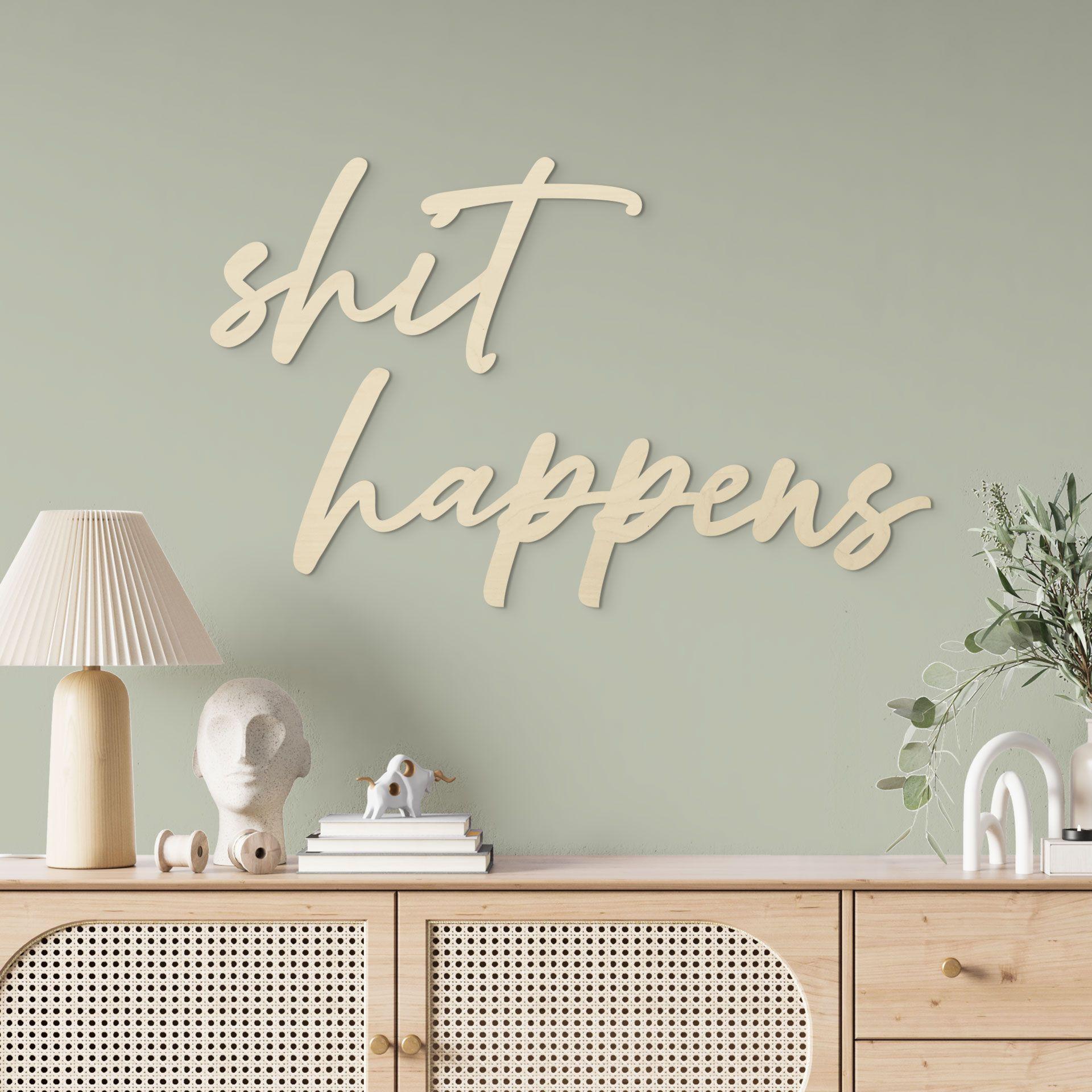 3D letras de madera shit happens - álamo