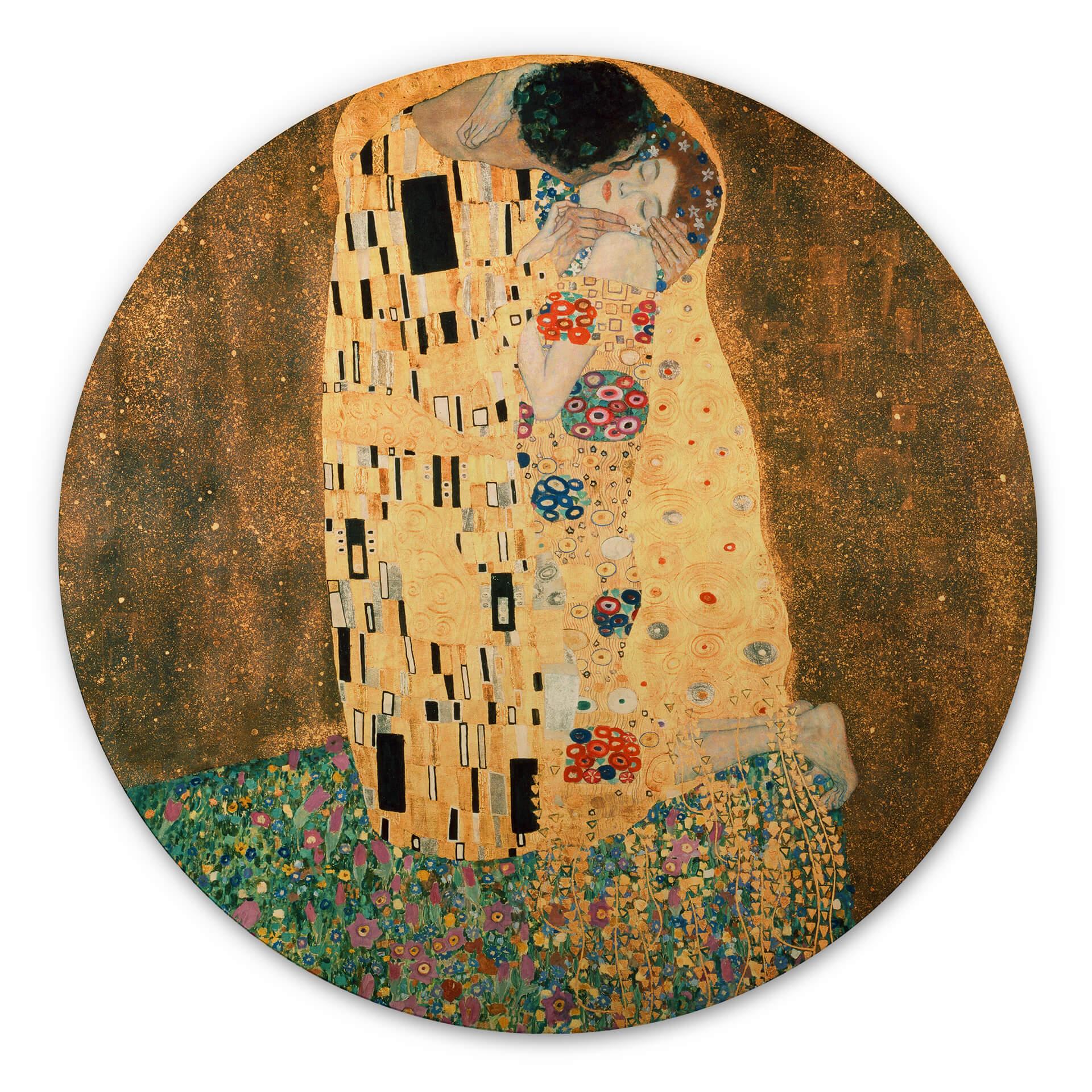 Billede af træ Klimt - Kysset - Rundt
