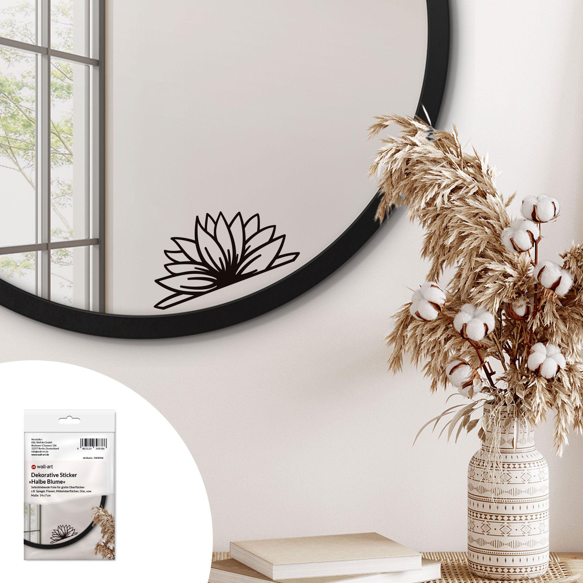 Spiegelsticker, Dekorativer Sticker Halbe Blume 