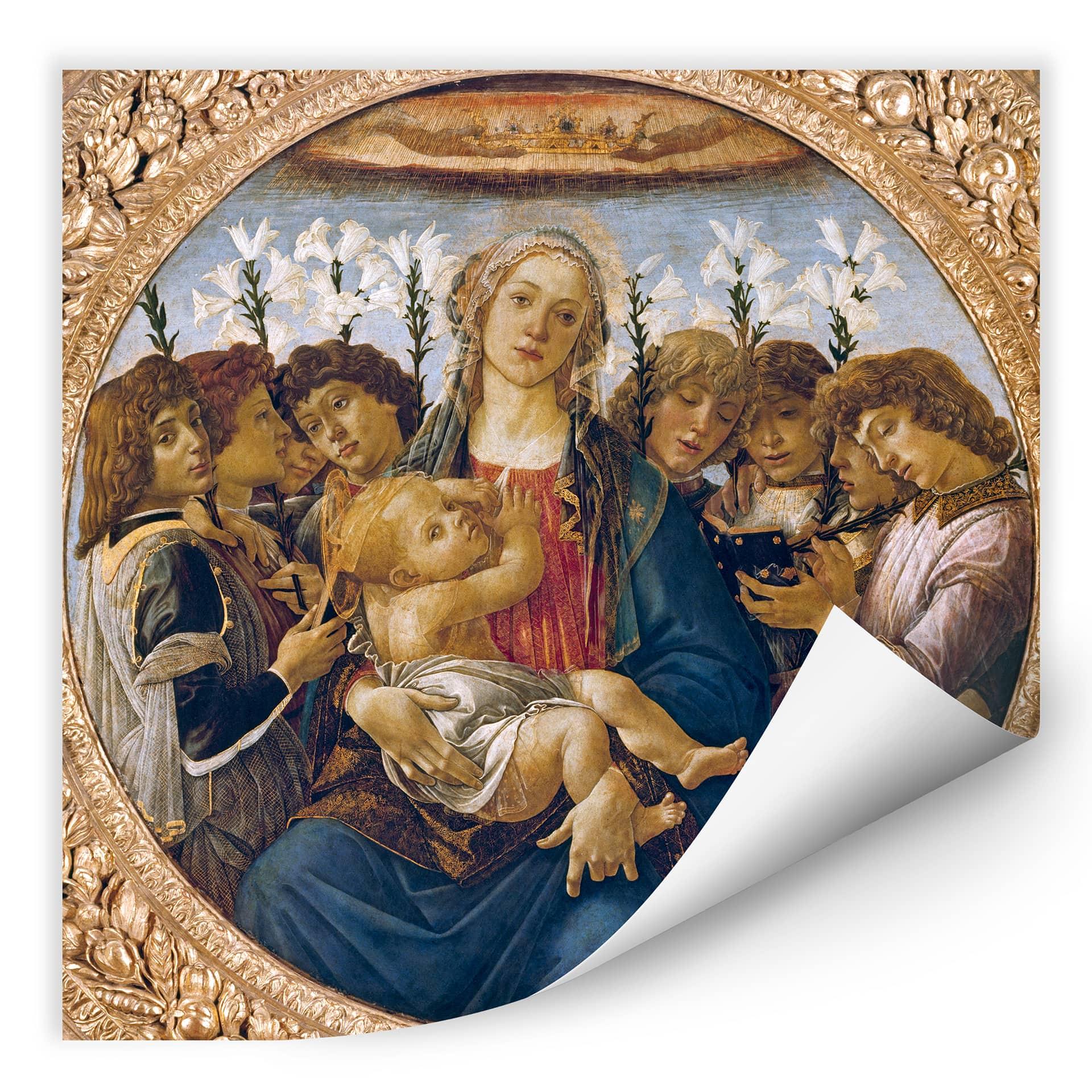 Botticelli - Madonna med liljer og 8 engle - vægprint