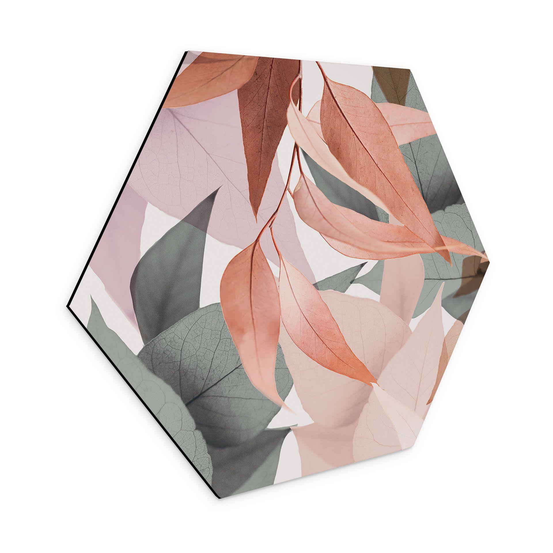 Hexagon Dibond Farverige eukalyptusblade - Sisi & Seb