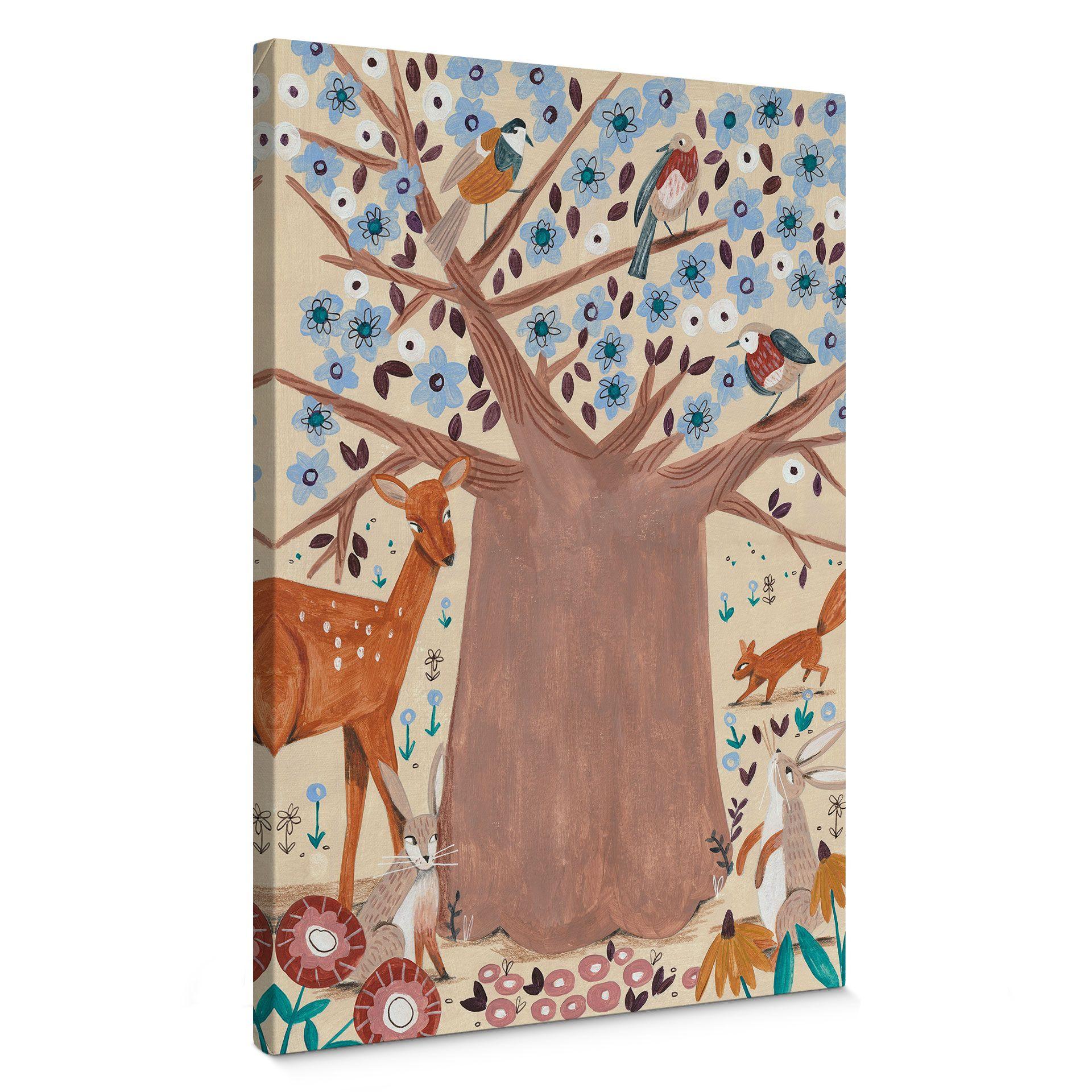 Lienzo árbol de la vida con animales del bosque - Bonne Müller