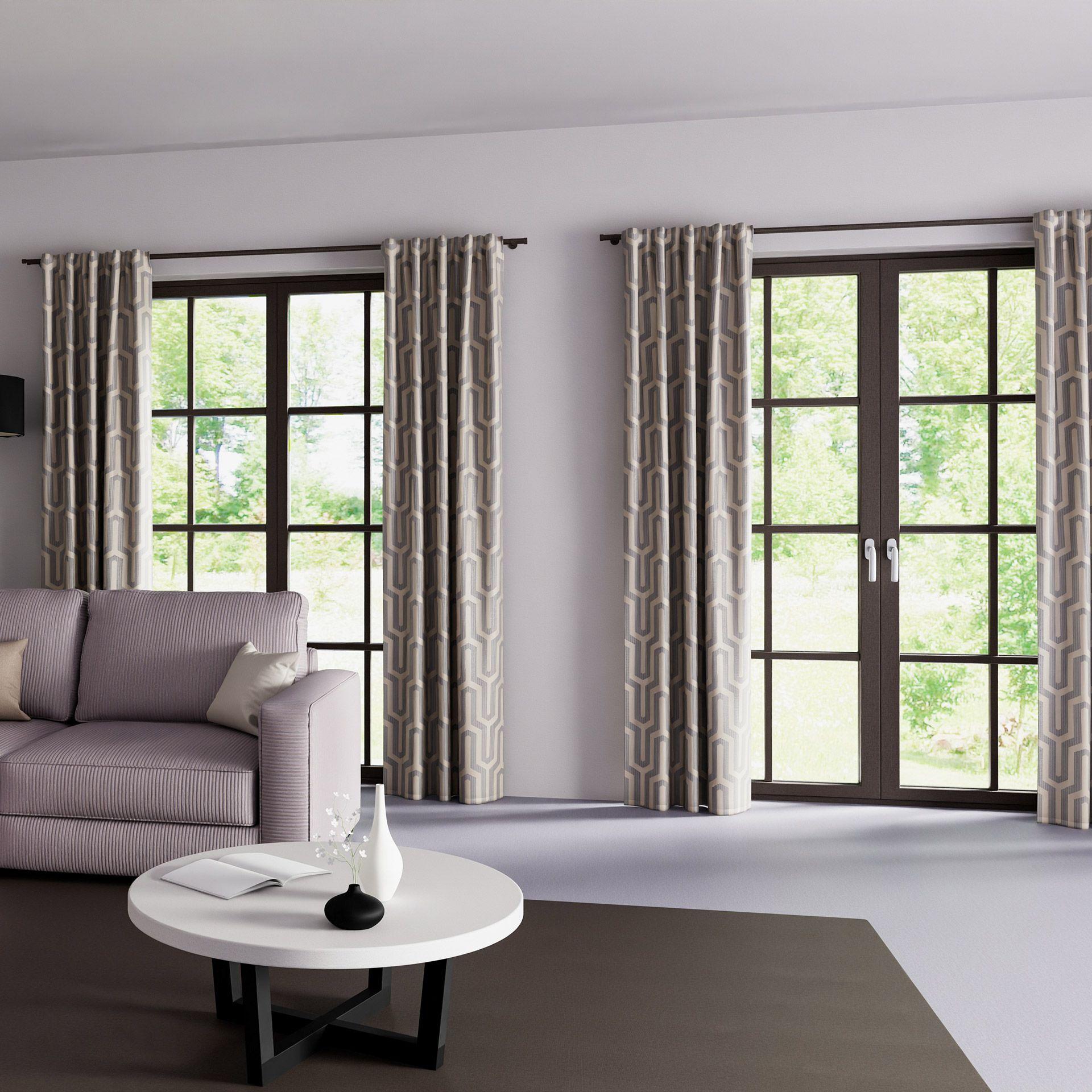 Vorhang mit verdeckten Schlaufen - Gardine beige silber - Vorhang blickdicht