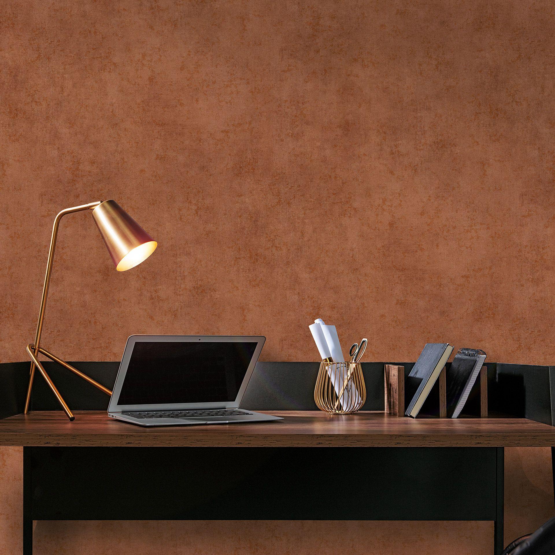 Papier peint intissé SHINY CONCRETE Elle Decoration 4, terracotta