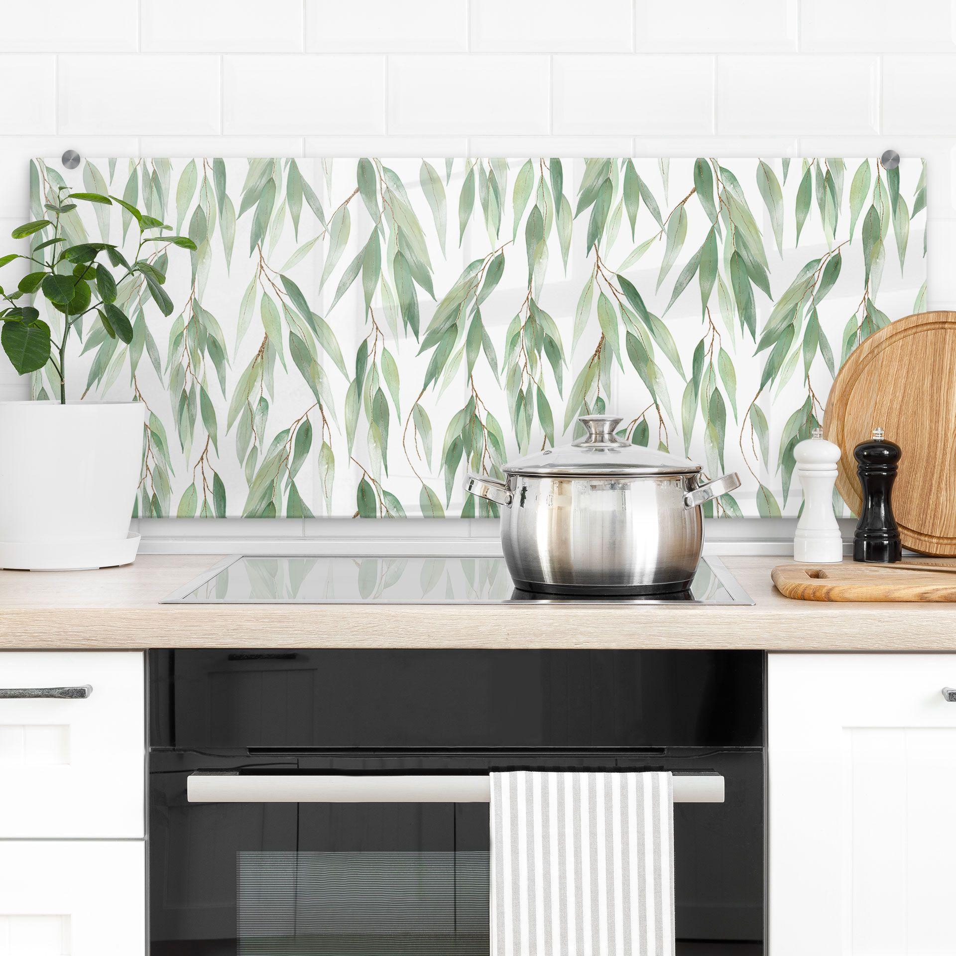 Stænkplade Grene med grønne blade - UN Designs