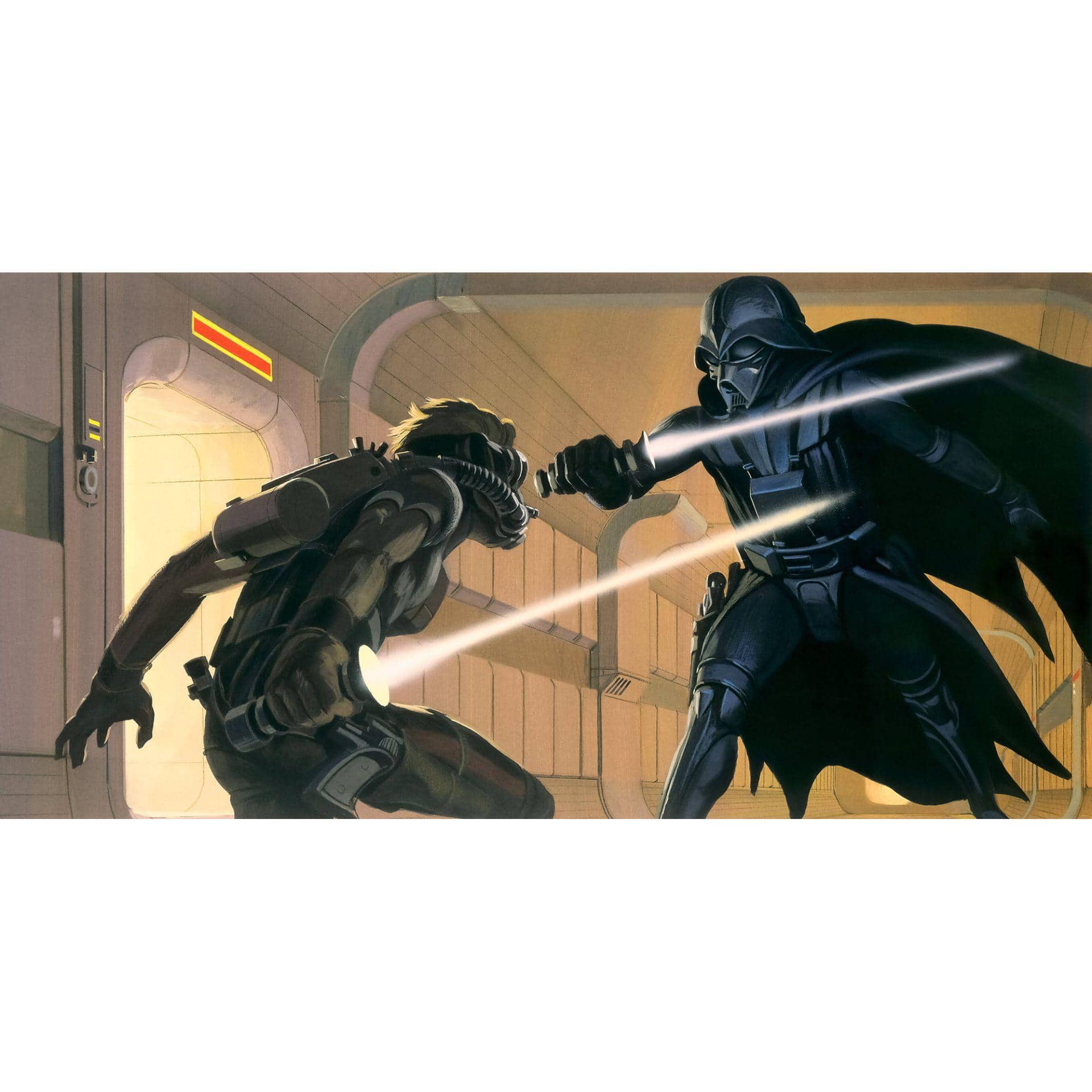 Vlies Fototapete - Star Wars Classic RMQ Vader vs Luke - 500 x 250 cm