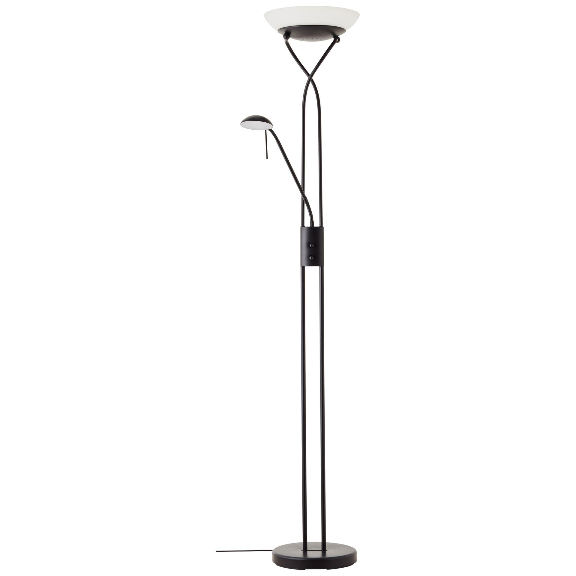Glas Stehlampe mit Leselampe Maila, schwarz, Deckenleuchte , dimmbar