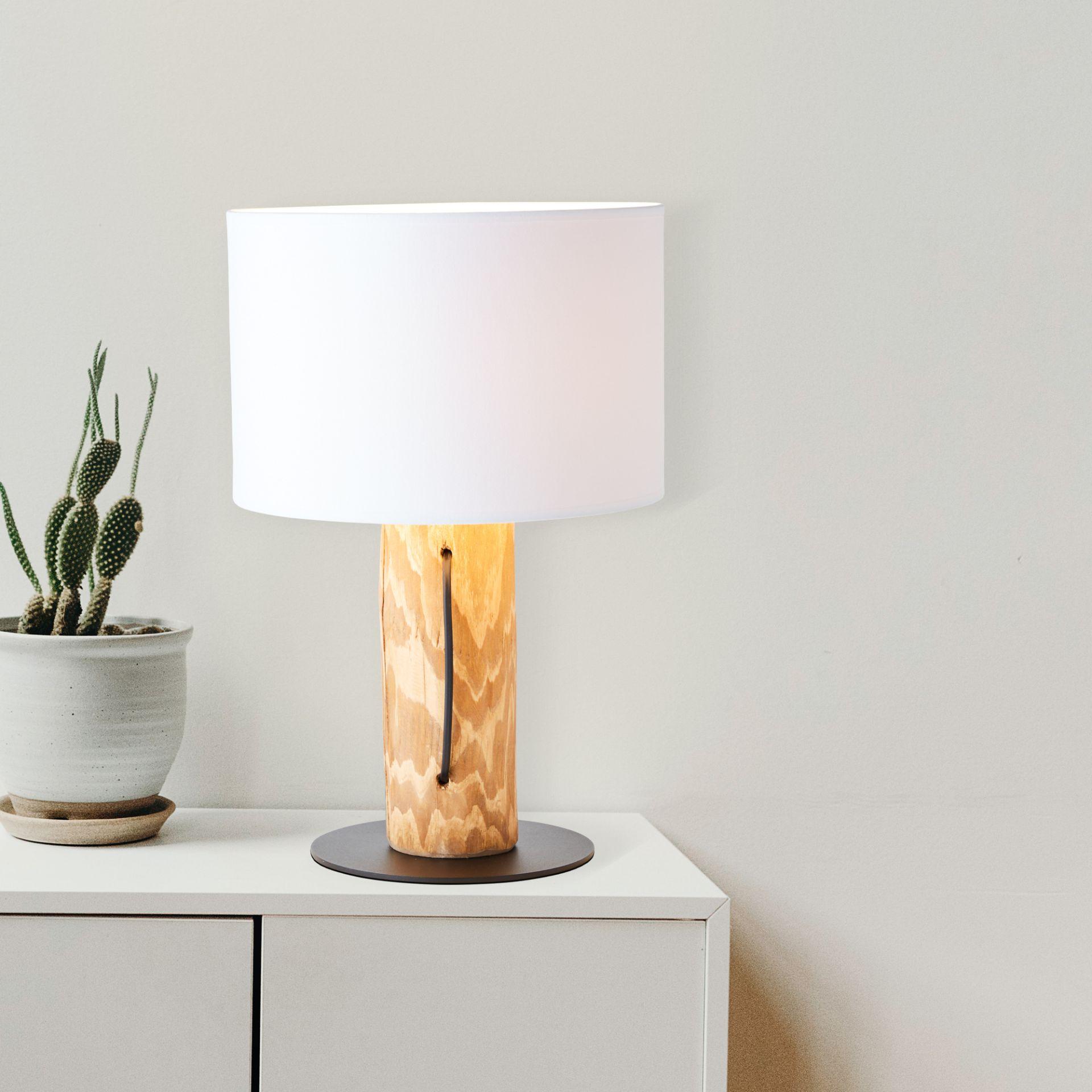 Tischleuchte Joshua, braun, ⌀ 30 cm, Textil Nachttischlampe, dimmbar