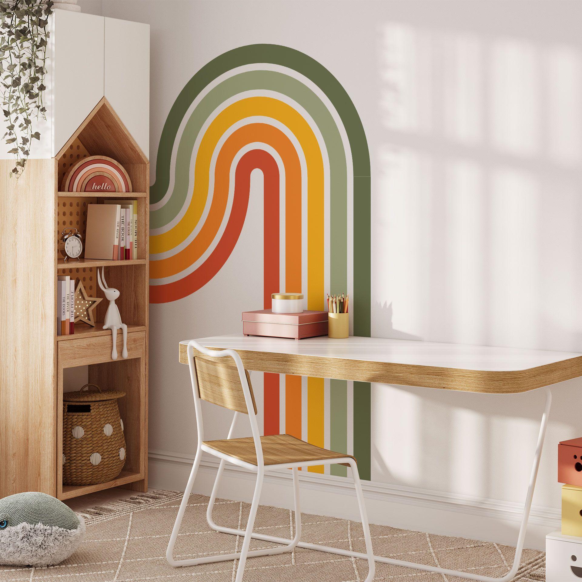 Wallsticker retro stribe form sæt (3 stk.) | regnbuefarver