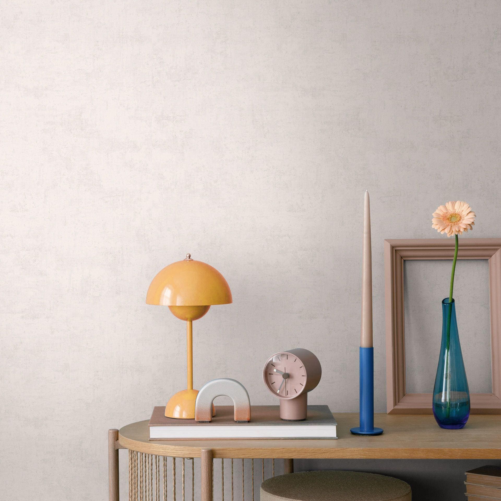 Papier peint intissé Retro - structure lin dans les tons gris & naturels