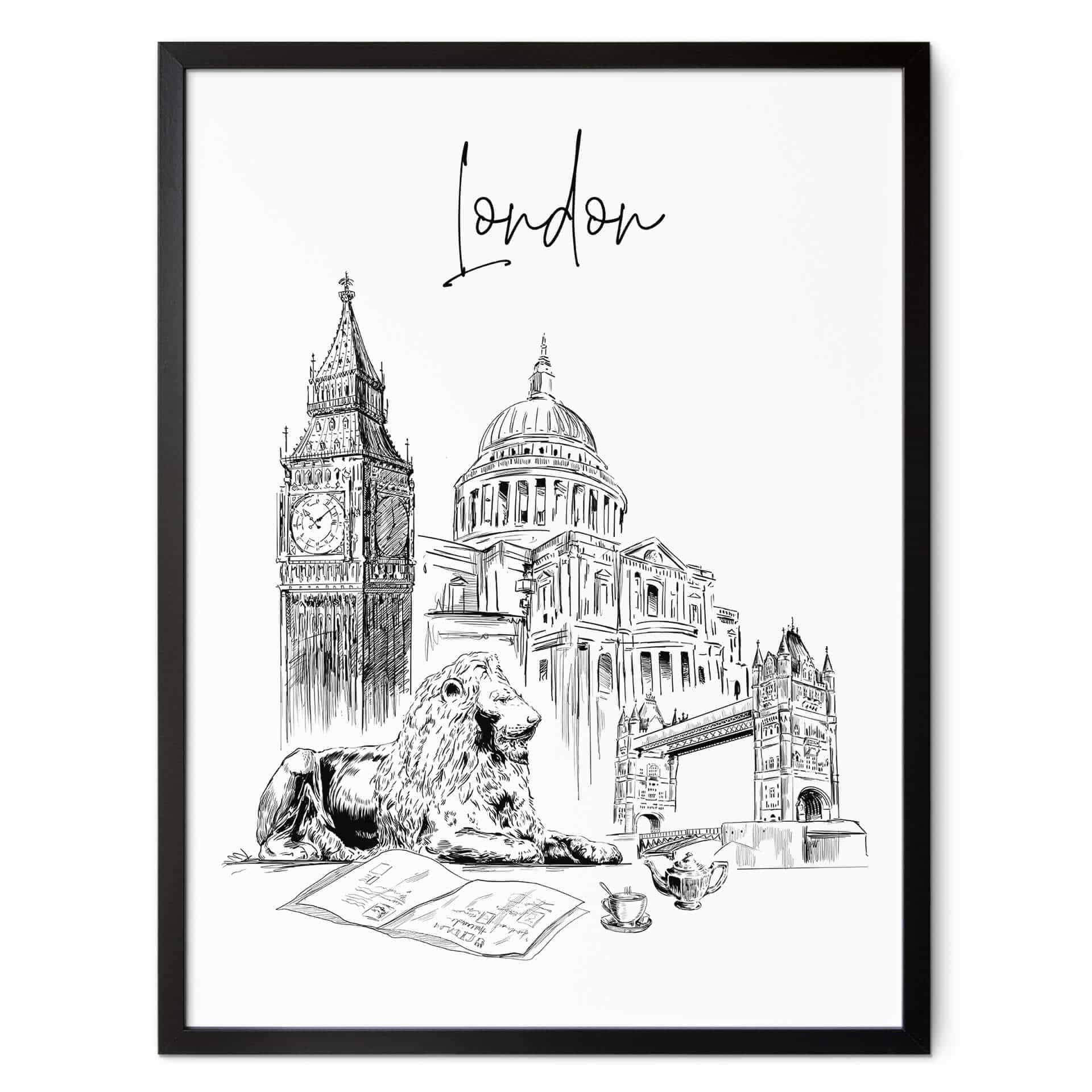 Póster Londres - Blanco y negro - Love your City
