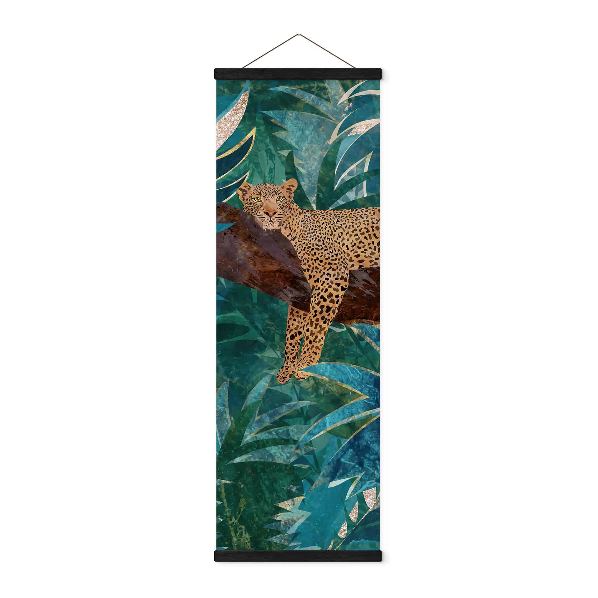 Póster de tela leopardo en selva verde esmeralda - Manovski - Panorama