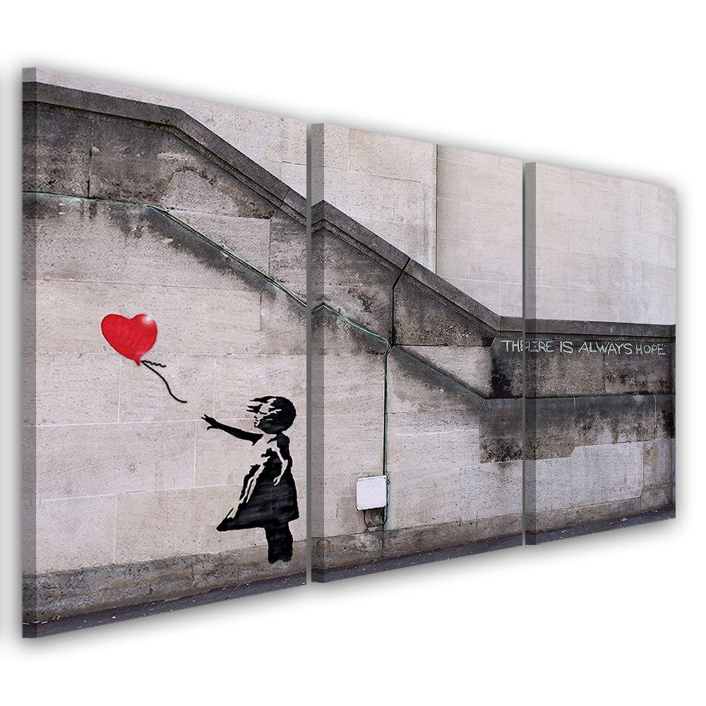3 stykke lærredstryk, Banksy Balloon Girl