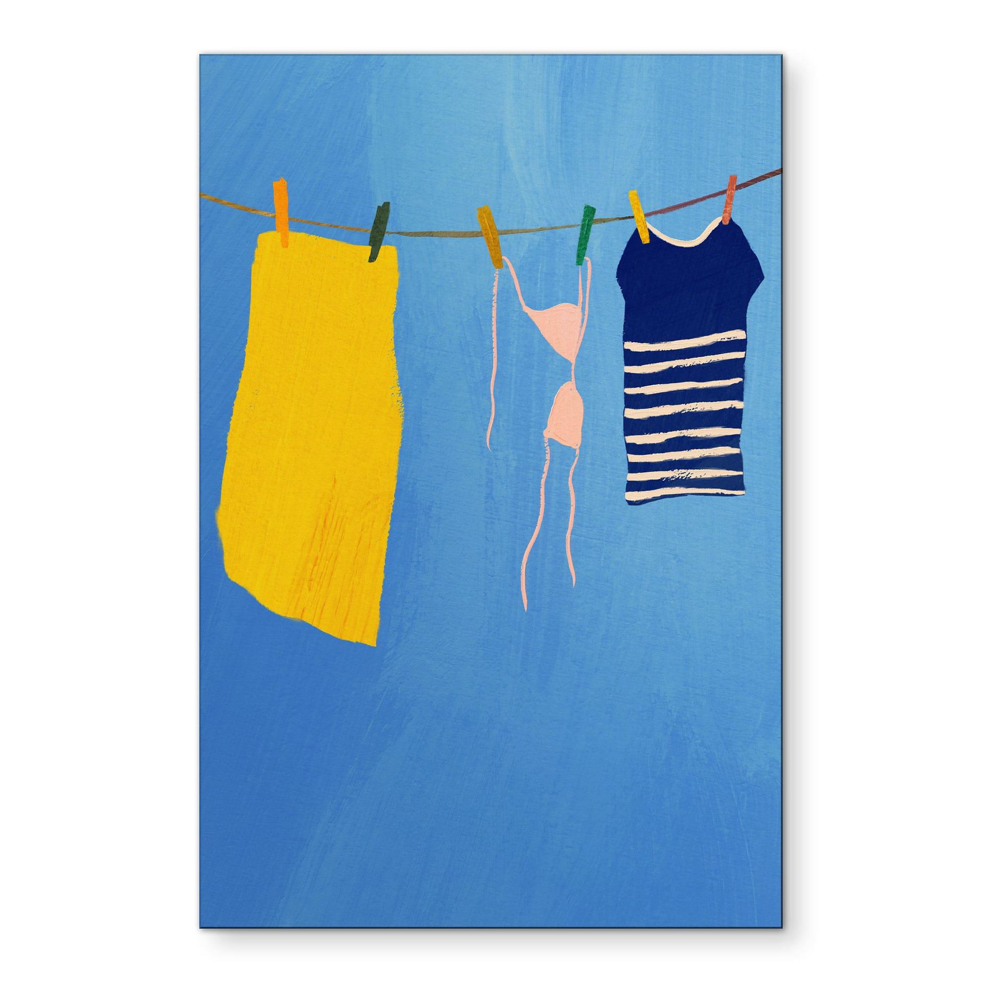 Billede af sommervask under en blå himmel - Rivers – print på aluminium (Alu-Dibond)