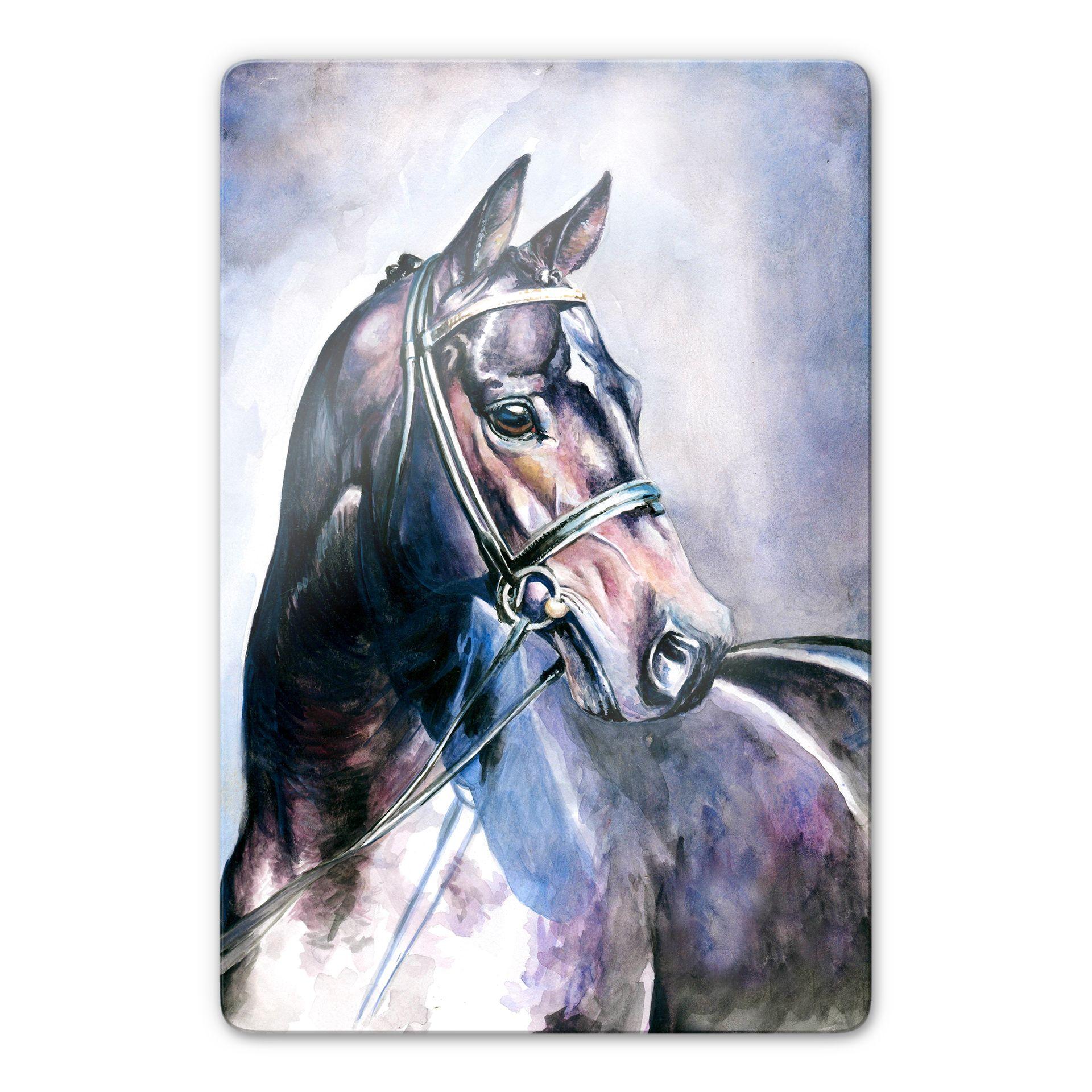 Tableau en verre - Un cheval à l'aquarelle