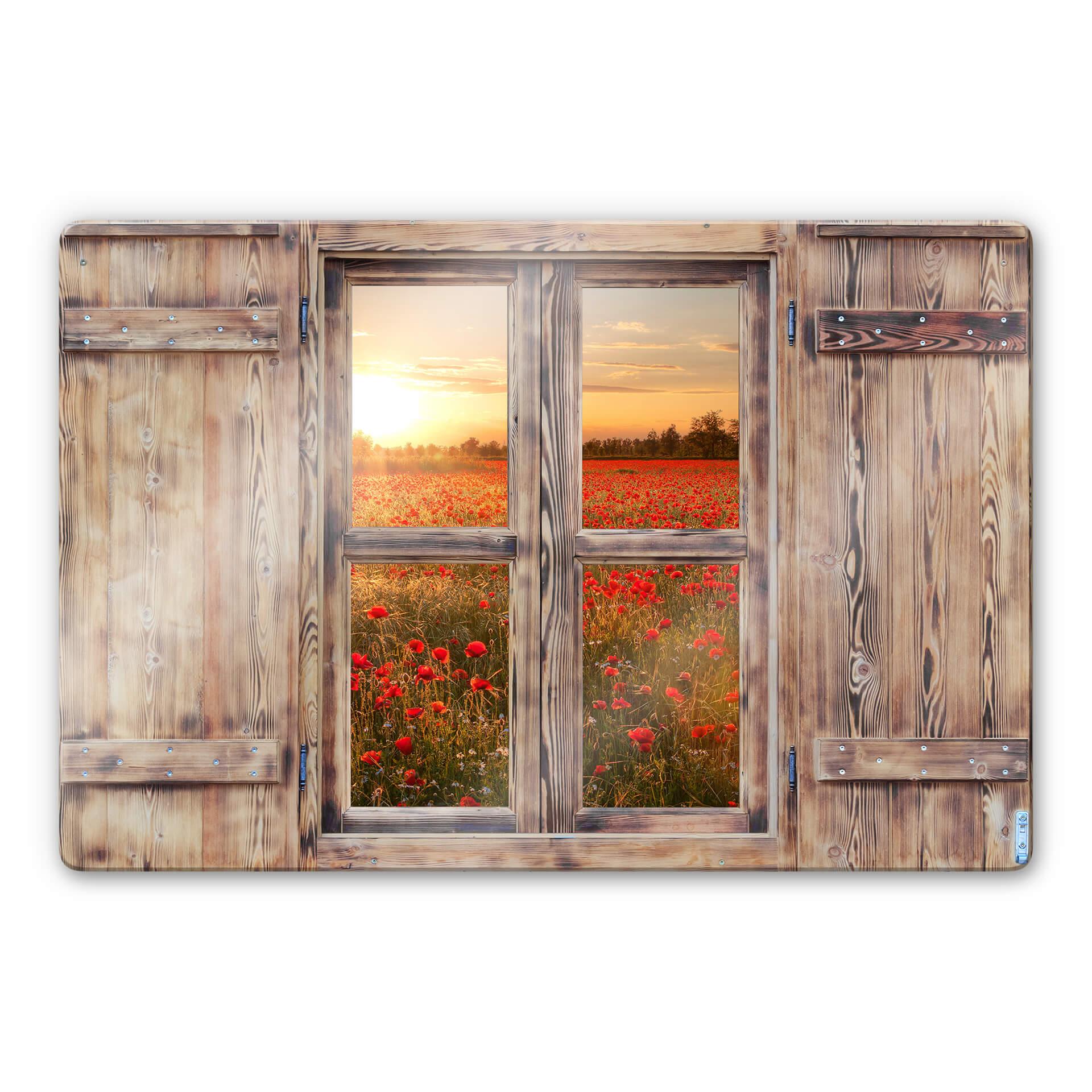 Glasbillede - 3D optisk - Poppy Flowers