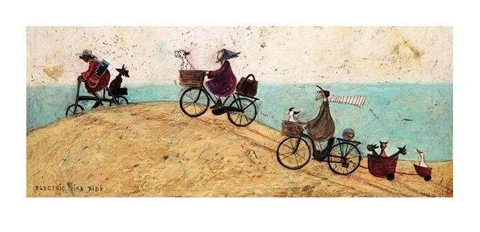 Plakat Sam Toft - Electric Bike Ride Art Print, Sam Toft (100 x 50 cm)
