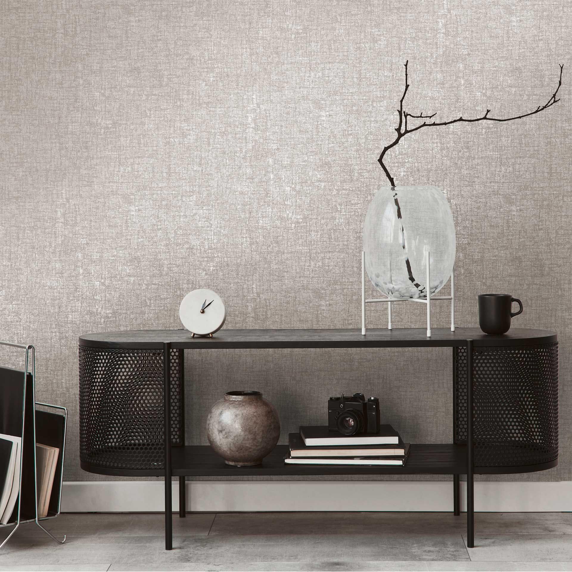 Papel pintado de diseño textura fina gris medio - papel pintado tejido-no tejido urban chic