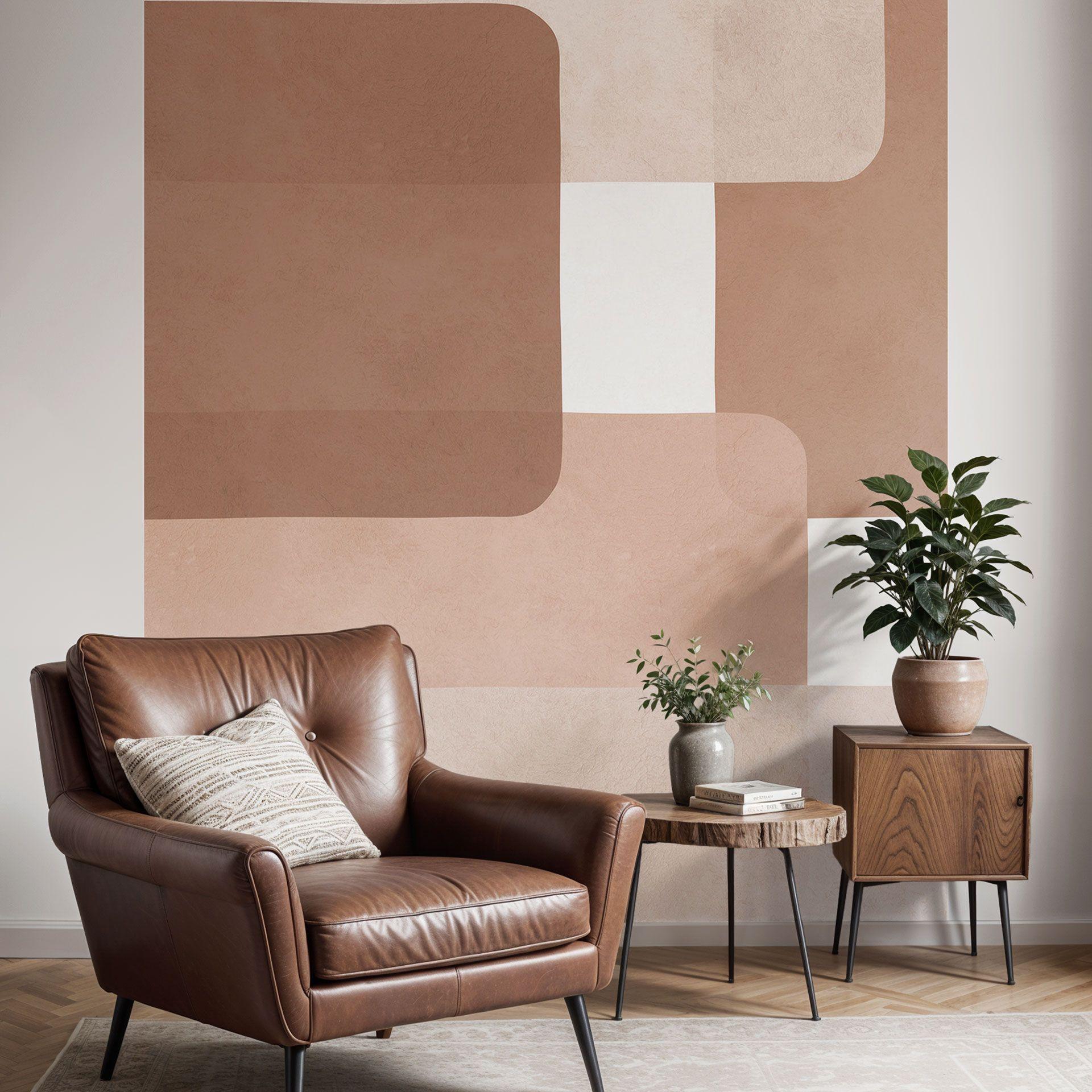 Boho-abstraktionstapet i beige-brun | Abstrakt fototapet - Costa
