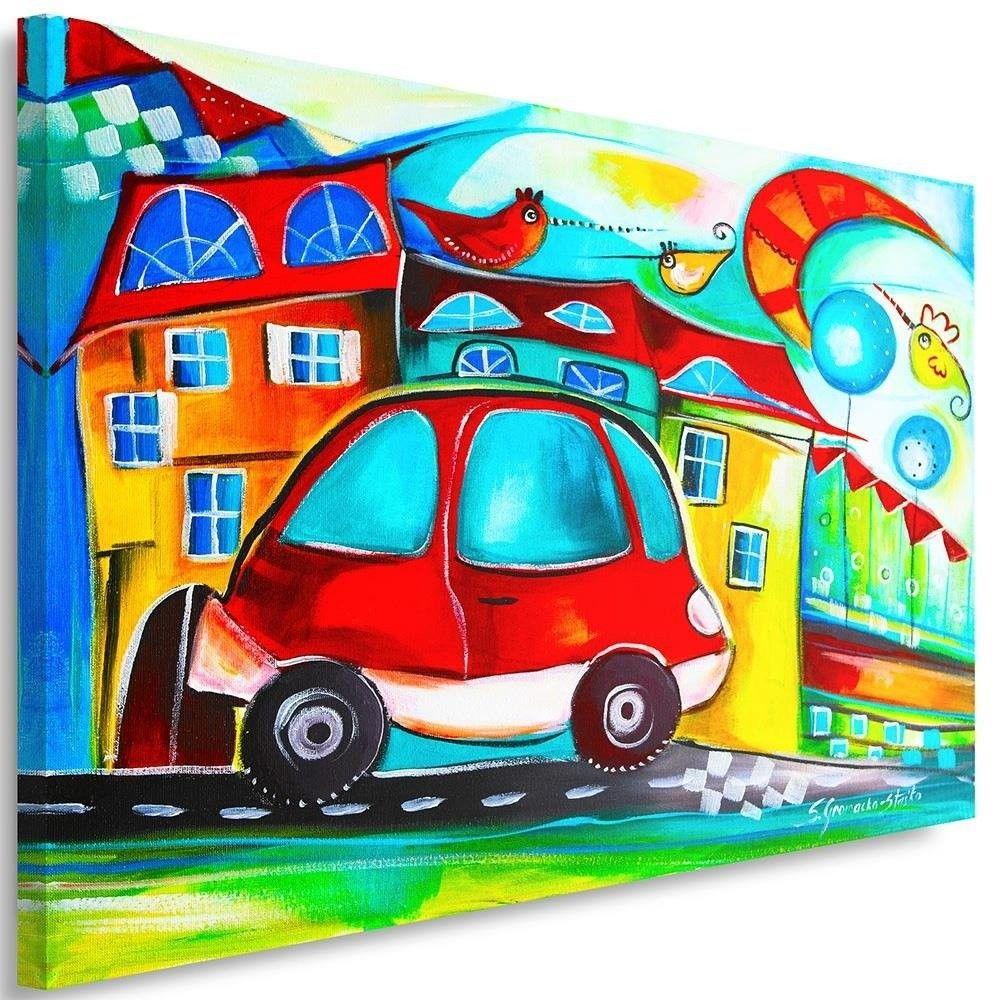Canvasbillede, rød bil
