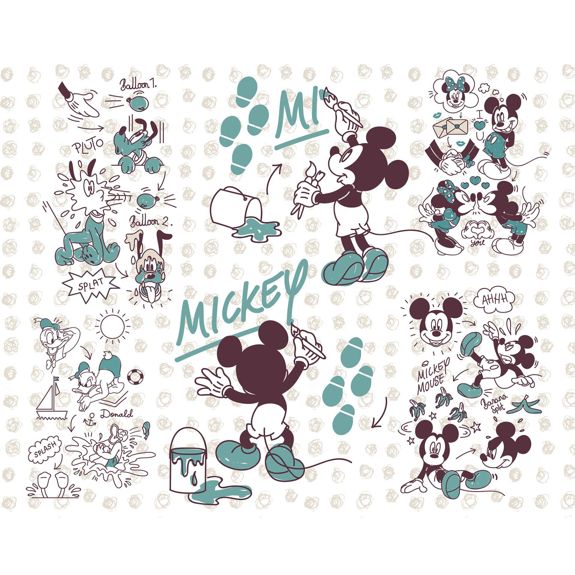 Non-woven tapet - Mickey og venner - 350 x 280 cm