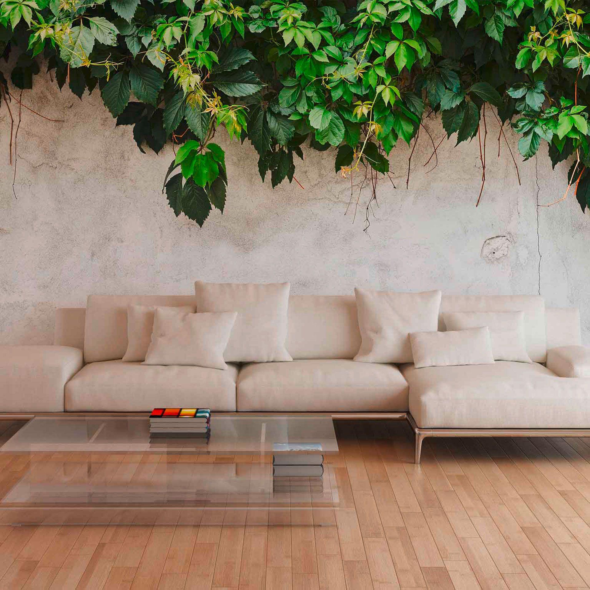 Blomstertapet PlantOnWall i grå creme - non-woven tapet Designwalls 2 - 2,55 x 3,5 m
