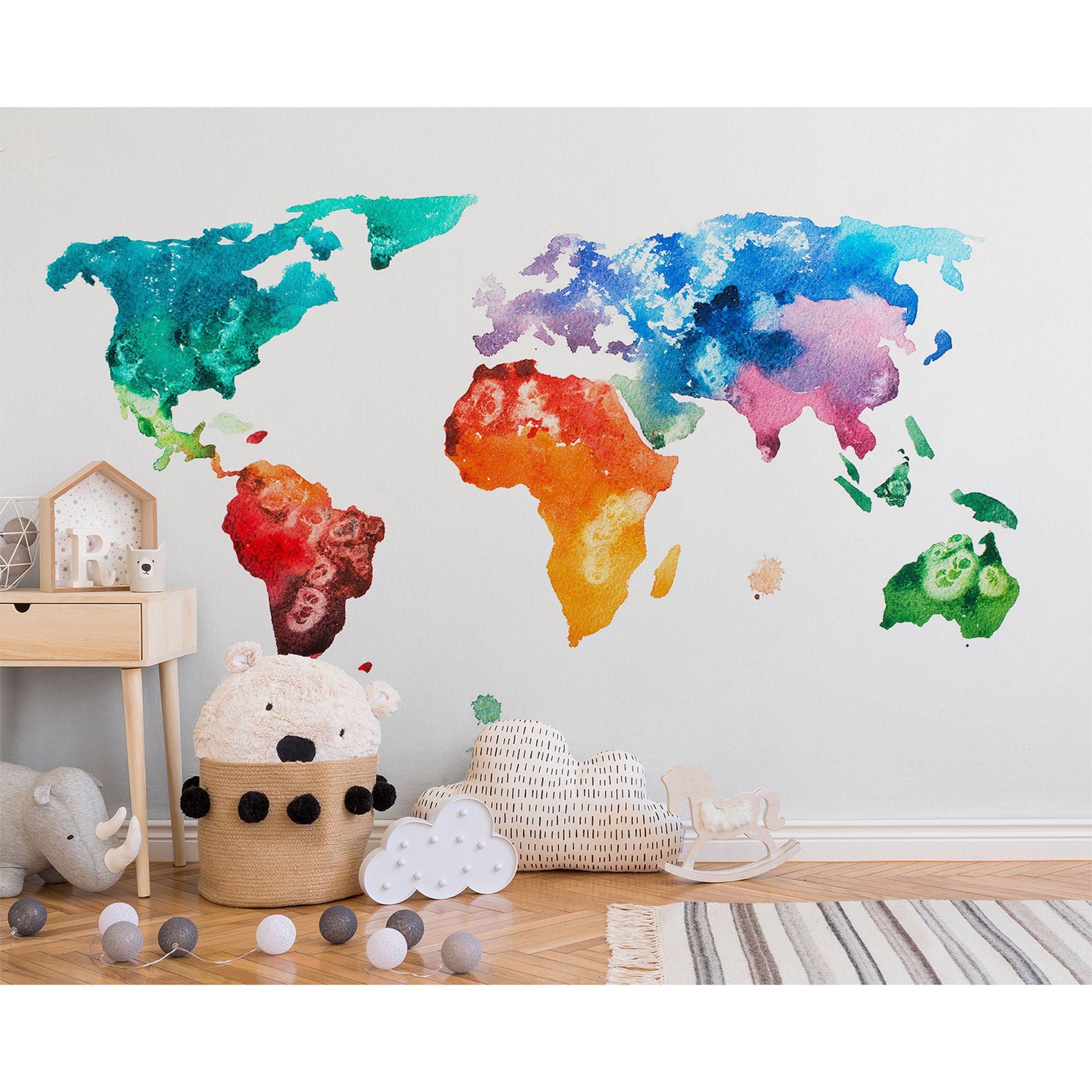 Farverigt og hvidt non-woven tapet Designwalls ColourfulWorld 