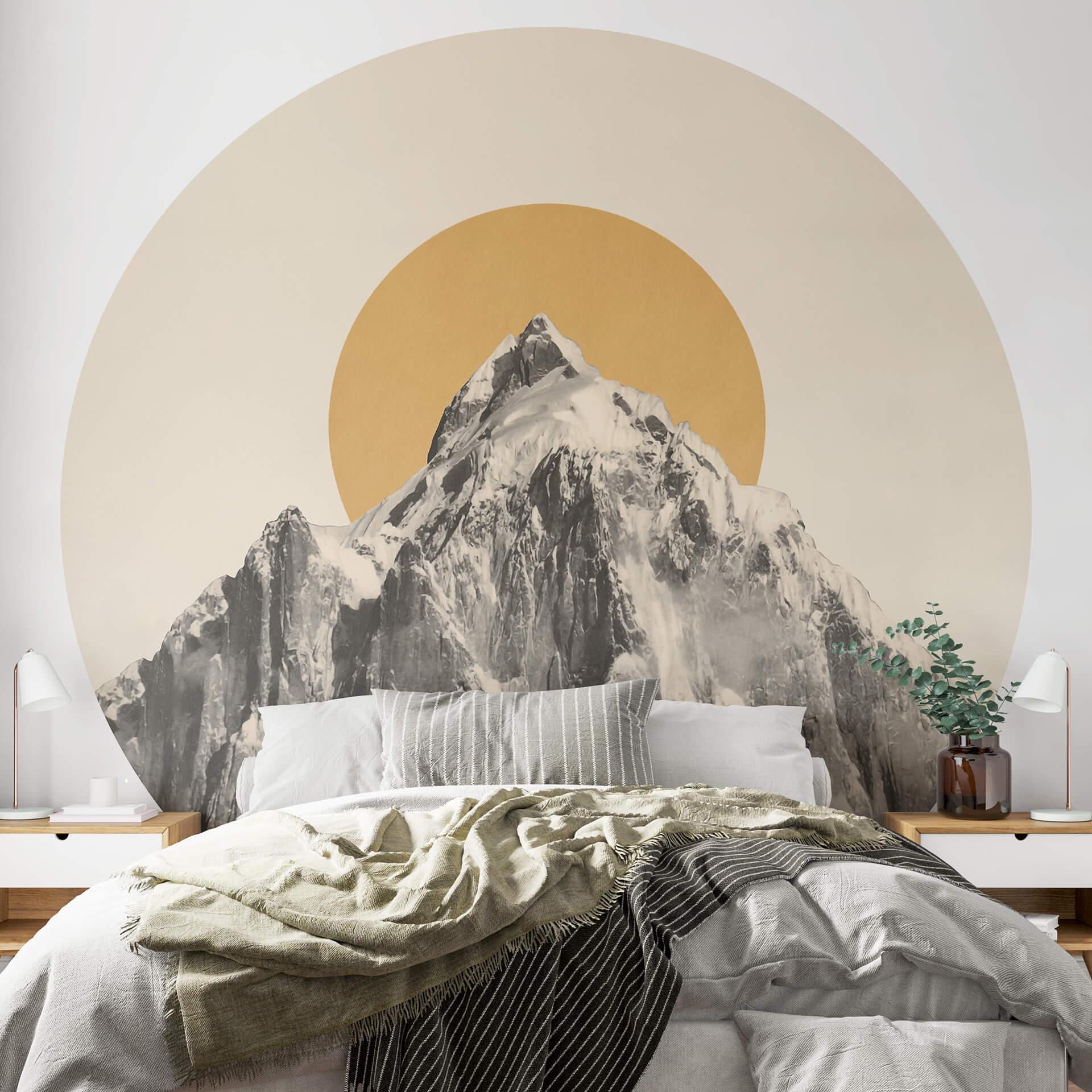 Tapet cirkel Bodart - Sun and Mountain - vliesetapet/selvklæbende non-woven tapet