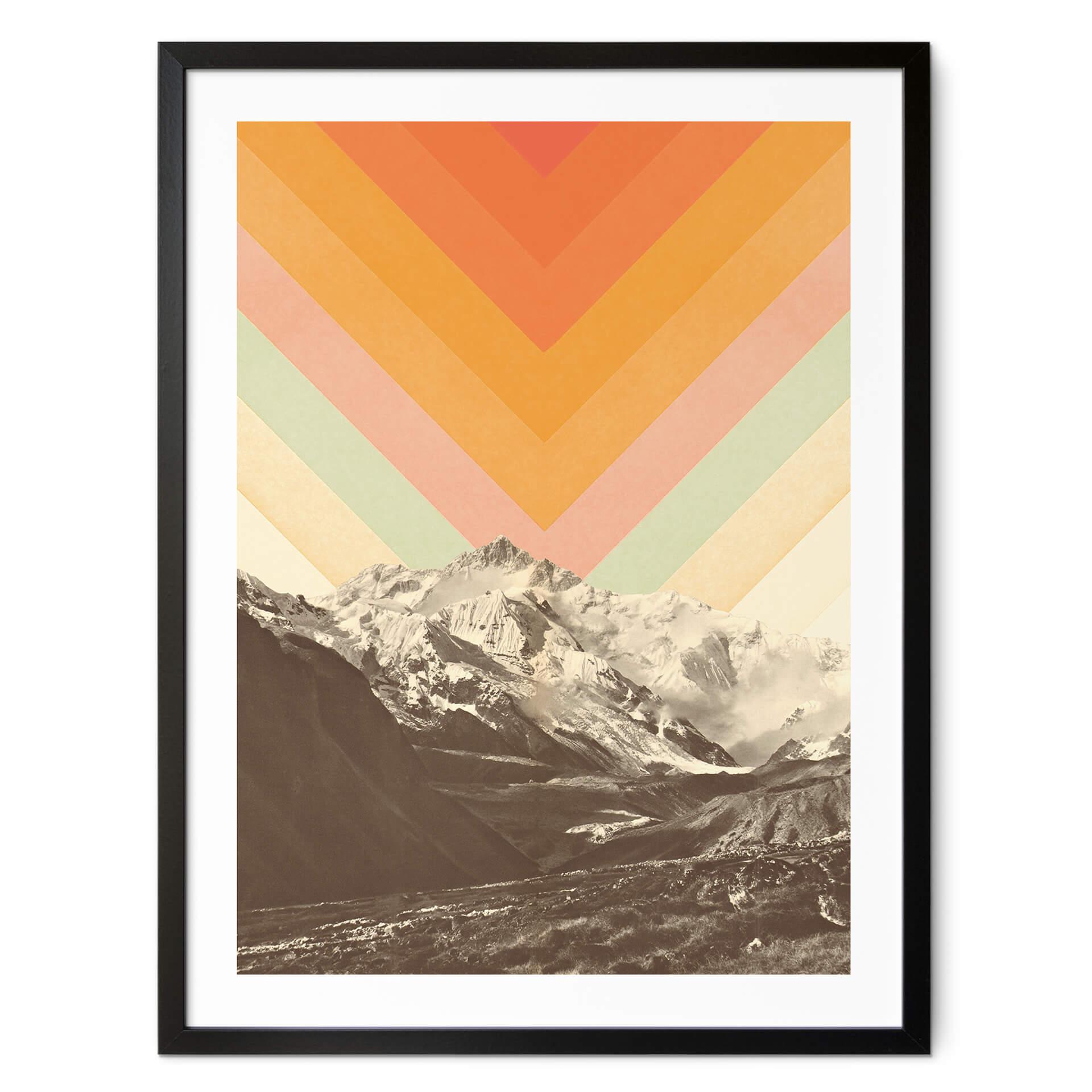 Póster Naturaleza - Paisaje retro de montaña - Bodart