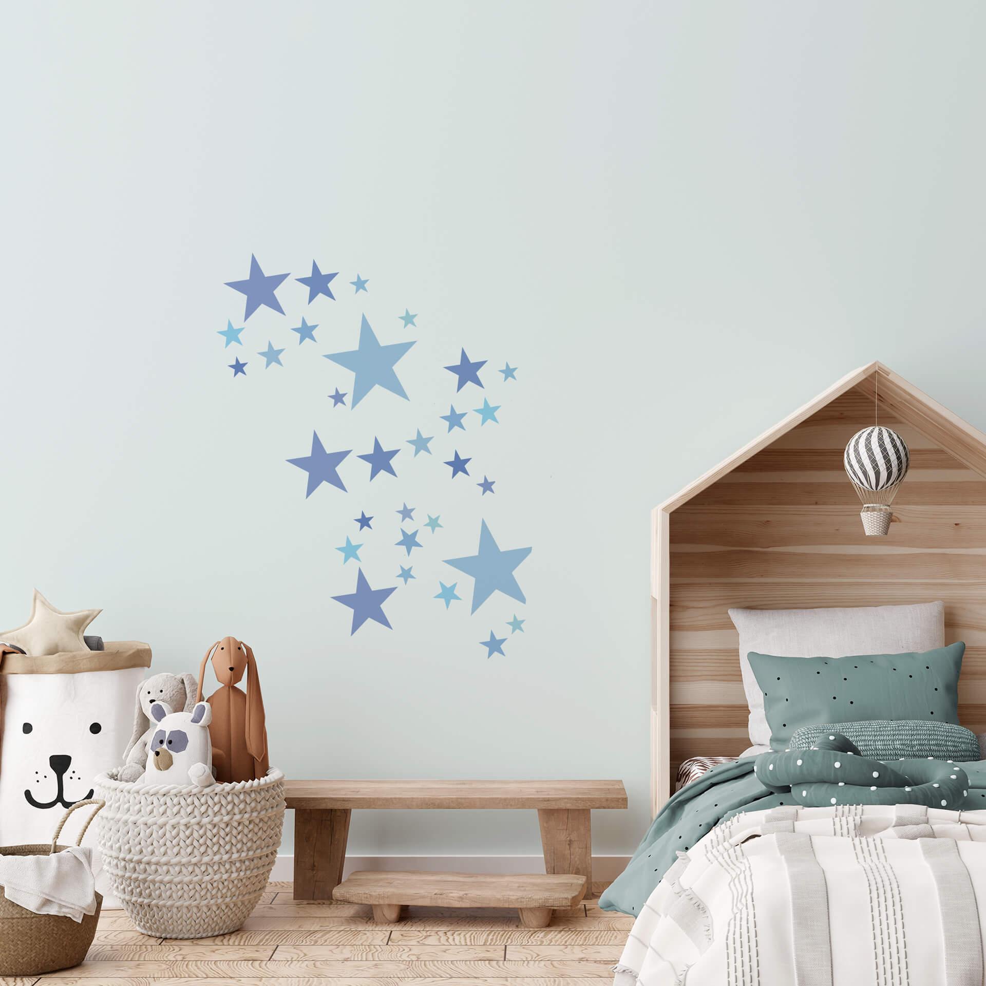 Sticker mural - Set d'étoiles bleu pastel 
