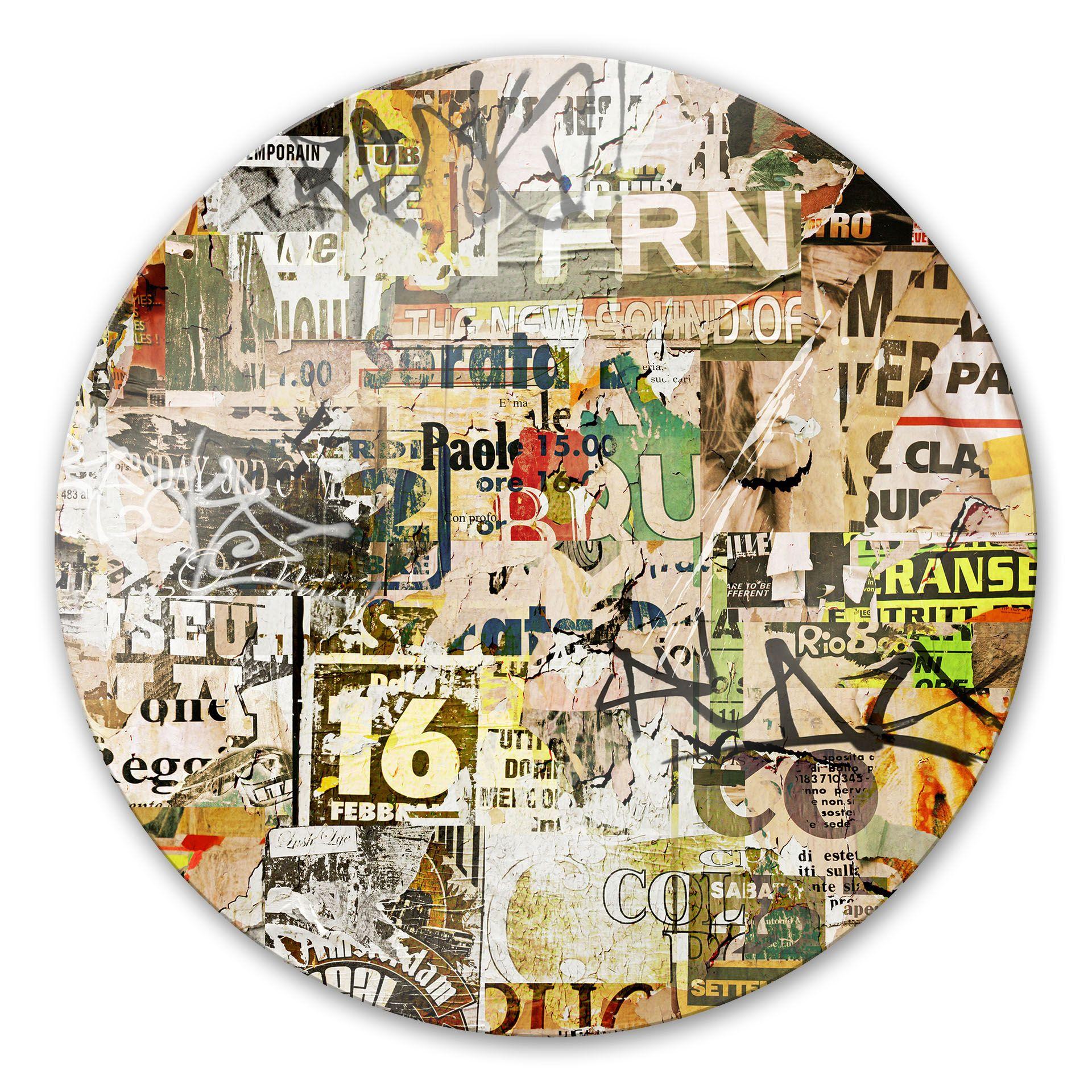 Glasbillede - Reklame Collage - Rund