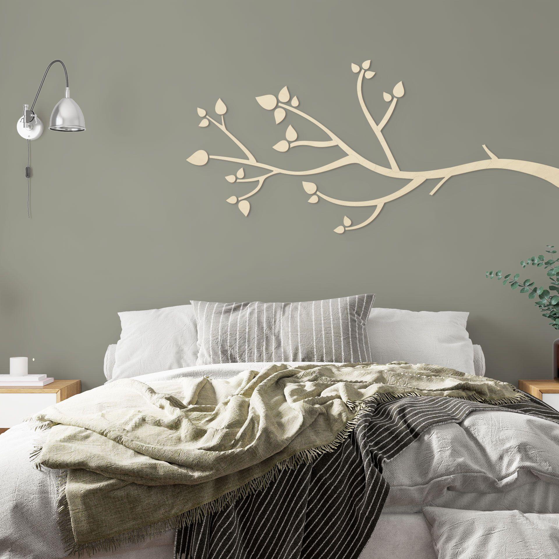 Decoración en madera rama con hojas | Decoración de pared natural - Álamo