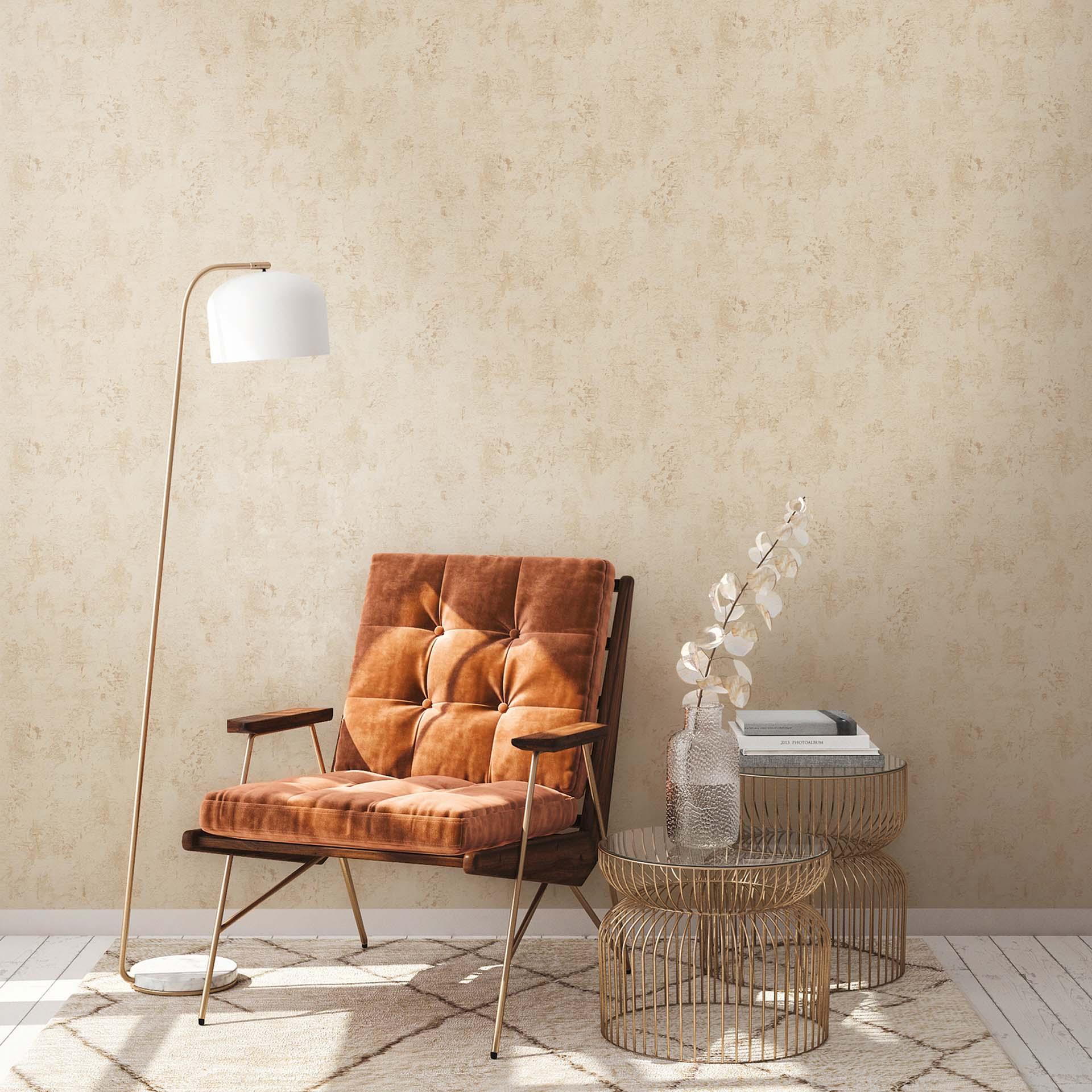A.S. Création Papier peint intissé The BOS - Aspect pierre aspect crépi Beige, Crème