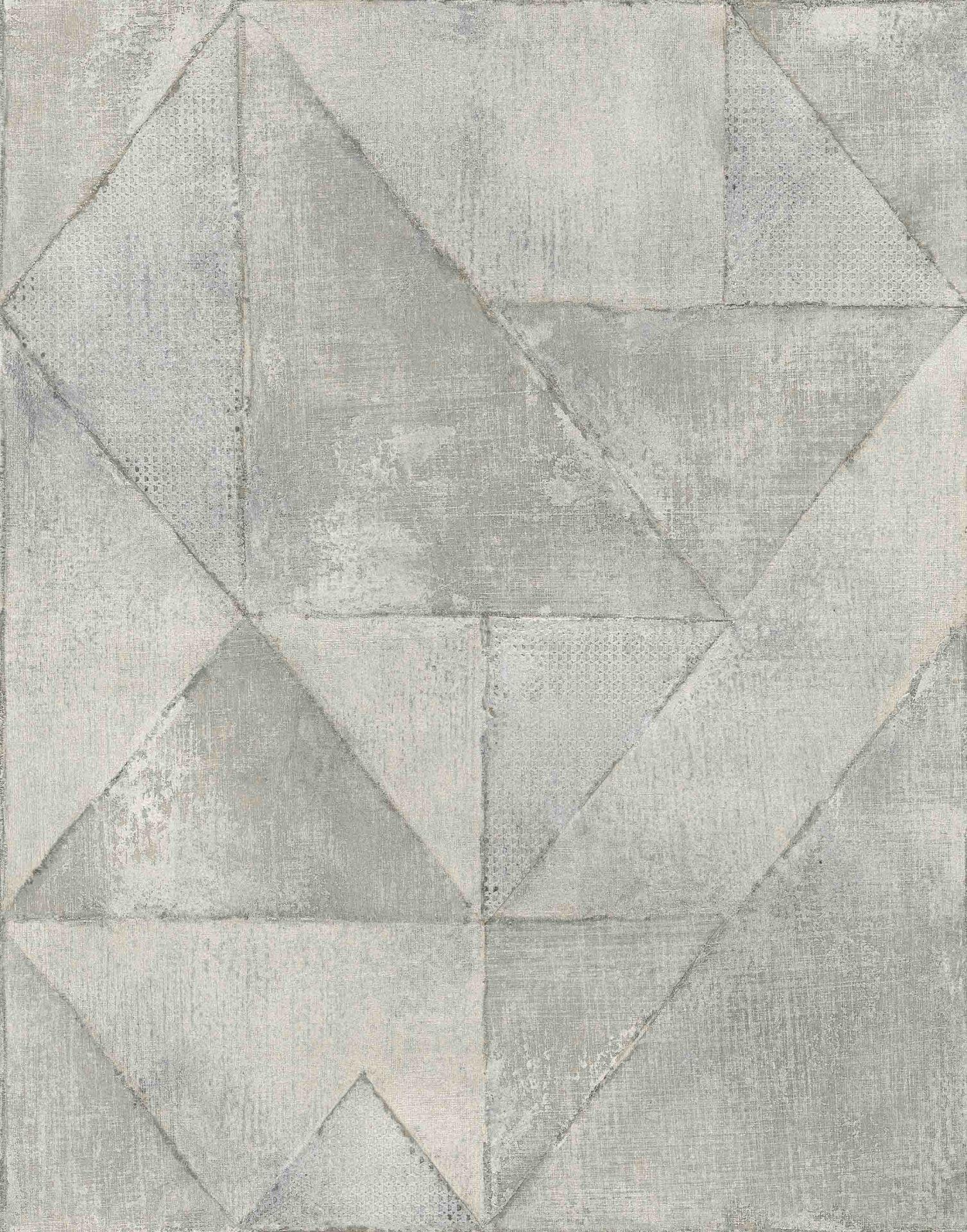 Fototapet med betonlook og geometriske overflader i lysegrå 2,7 x 2,12 m