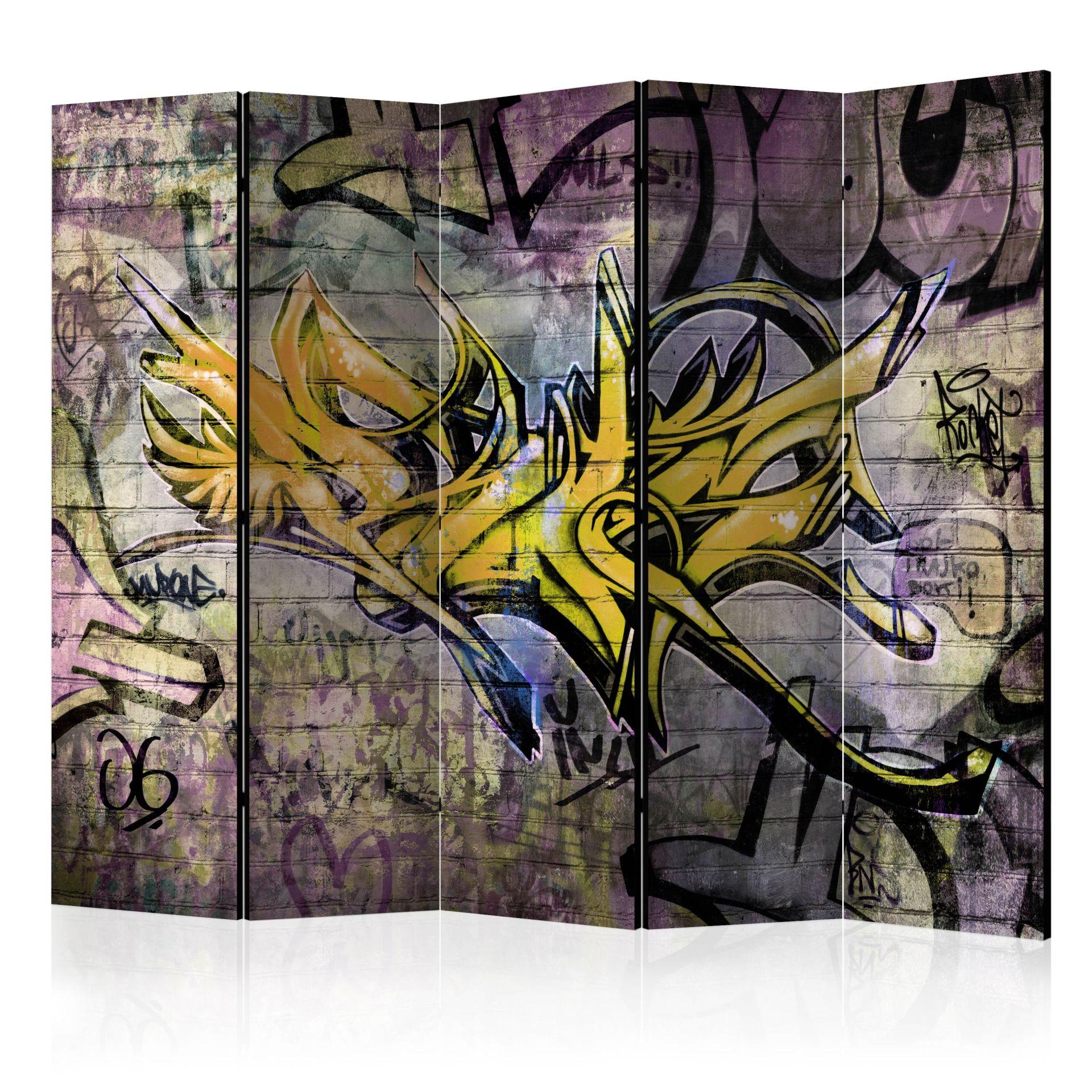 Skærm til rumdeling - Graffiti - Mural Expression , 5-delt - 225x172 cm