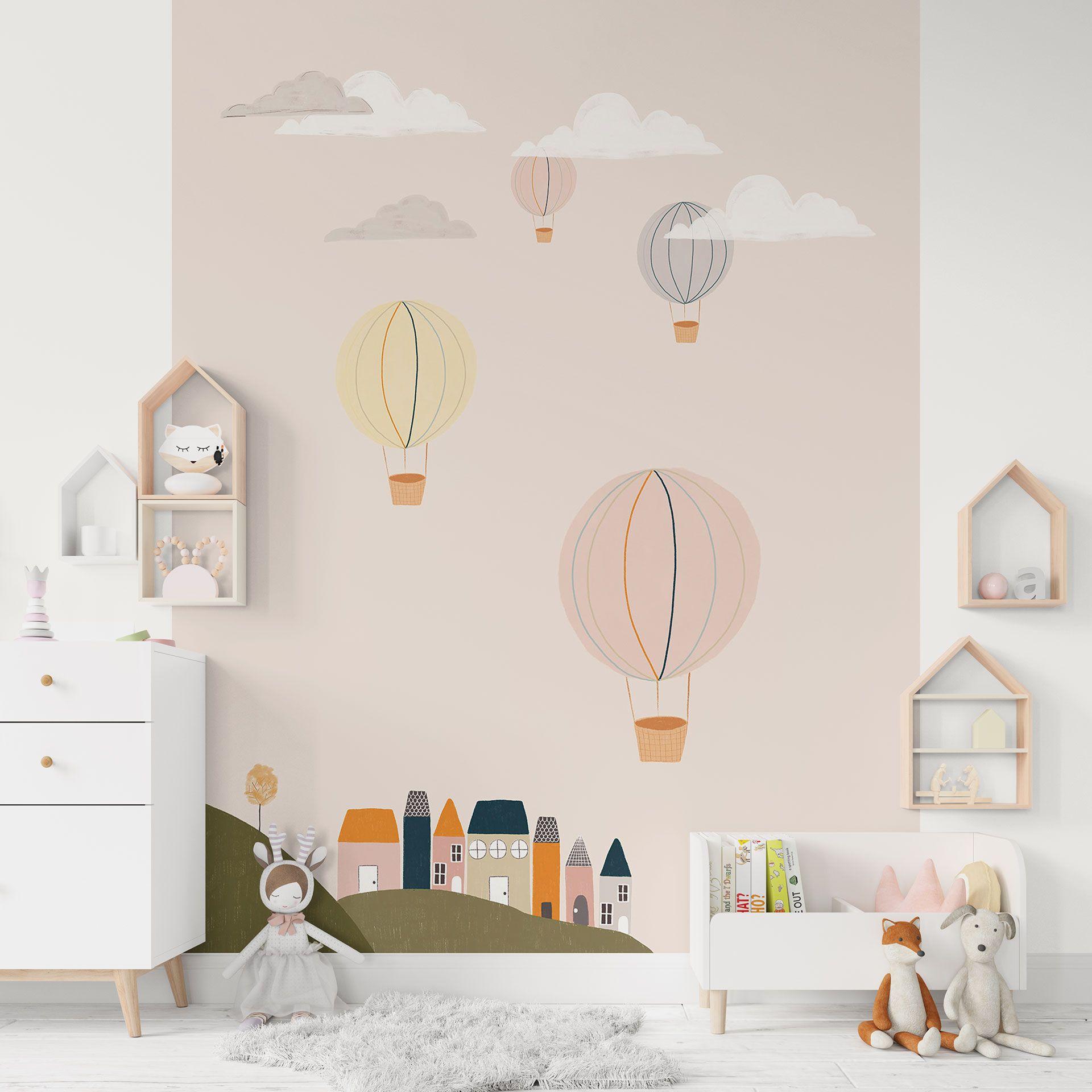 Fotomural de habitación infantil - Globos aerostáticos de colores en el cielo - Lisboa