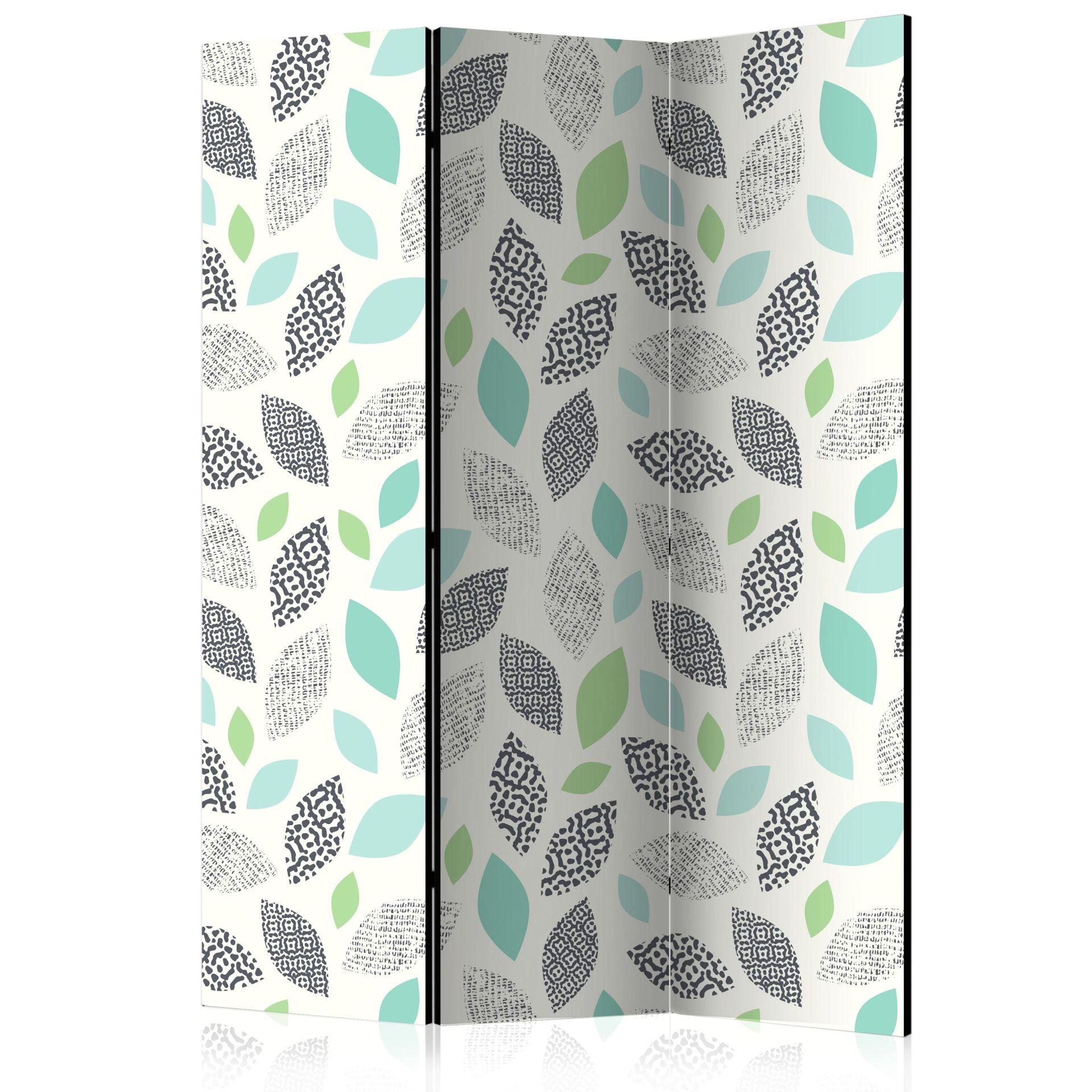 Screen room divider - Mønstrede blade, 3-delt