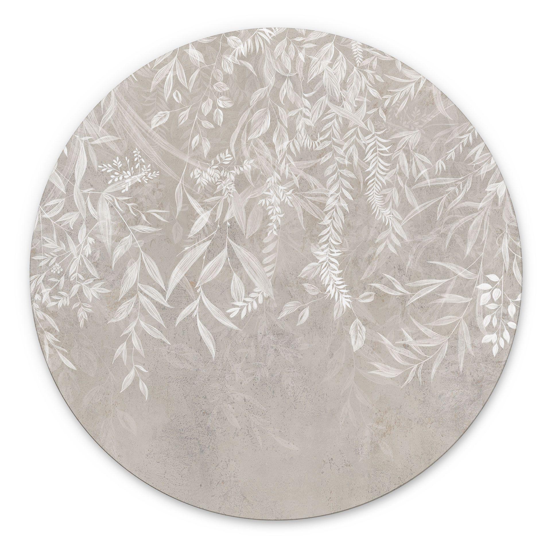 Wanddecoratie Elegante wilgentakken in beige - Ms Tiff - Alu-Dibond Rond