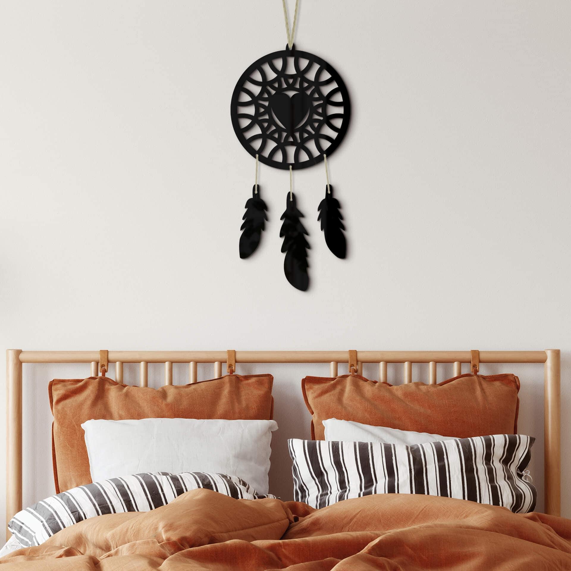 Decoración acrílica atrapasueños corazón (4 piezas)