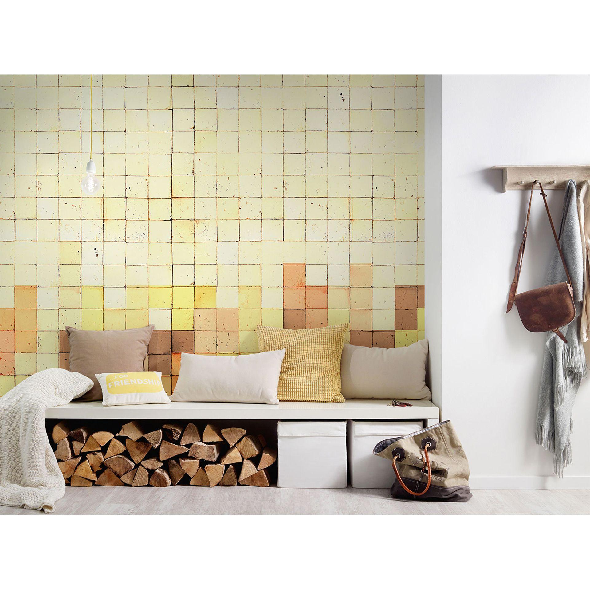 Architects Paper Papier peint photo Atelier 47 Mosaic Tetris marron, crème