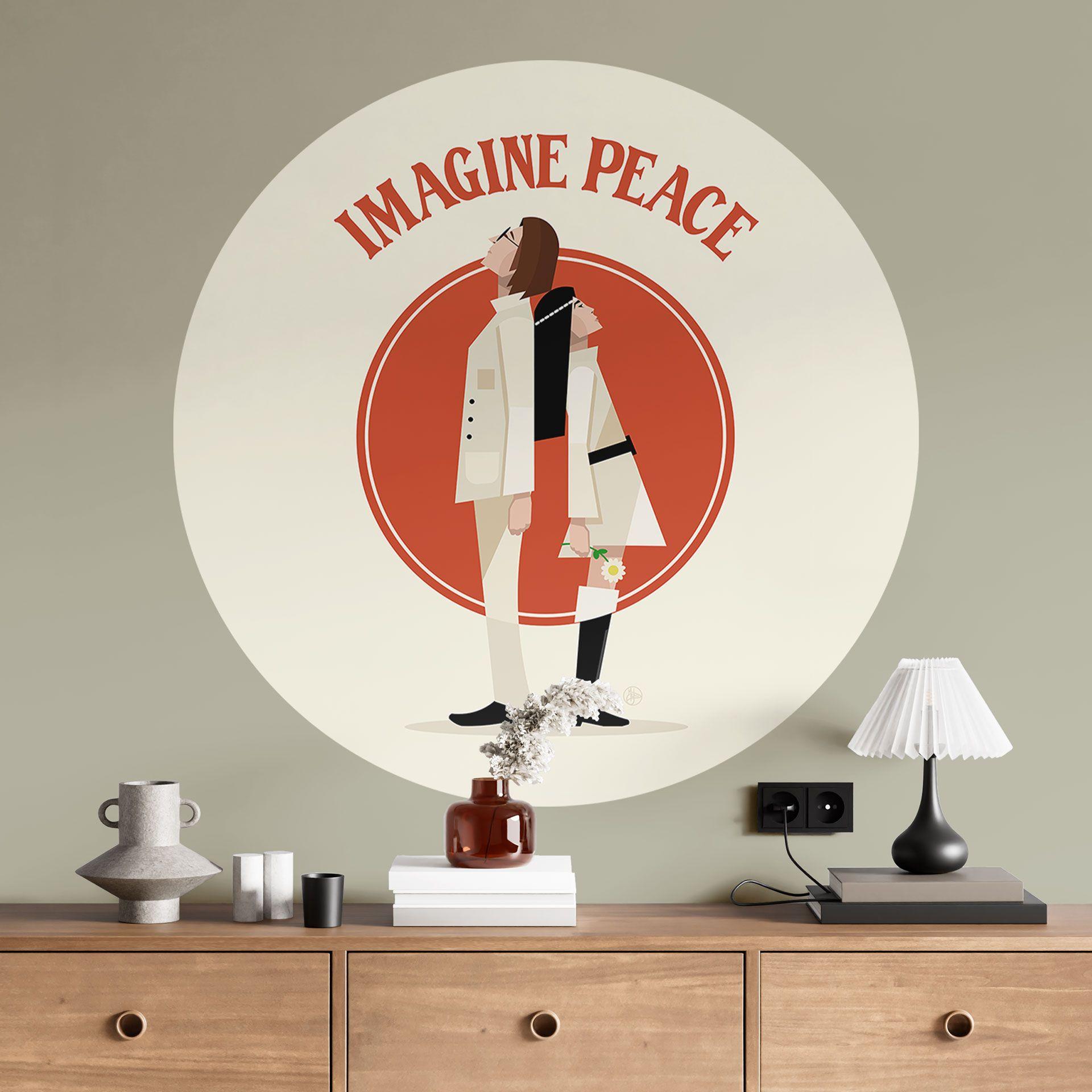 Vinilo decorativo Imagine Peace - Dos por la paz y la esperanza - Retrodrome - Redondo