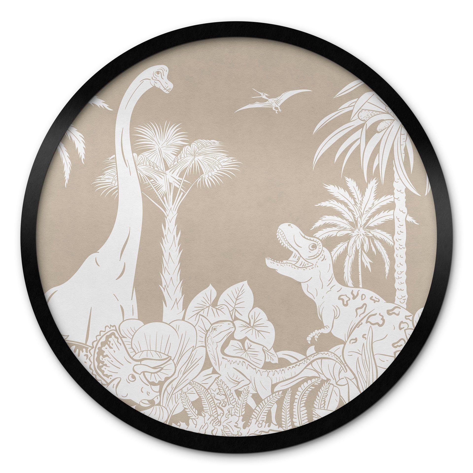 Póster Dinosaurios en la jungla salvaje - Marrón - Kikki Belle - Redondo